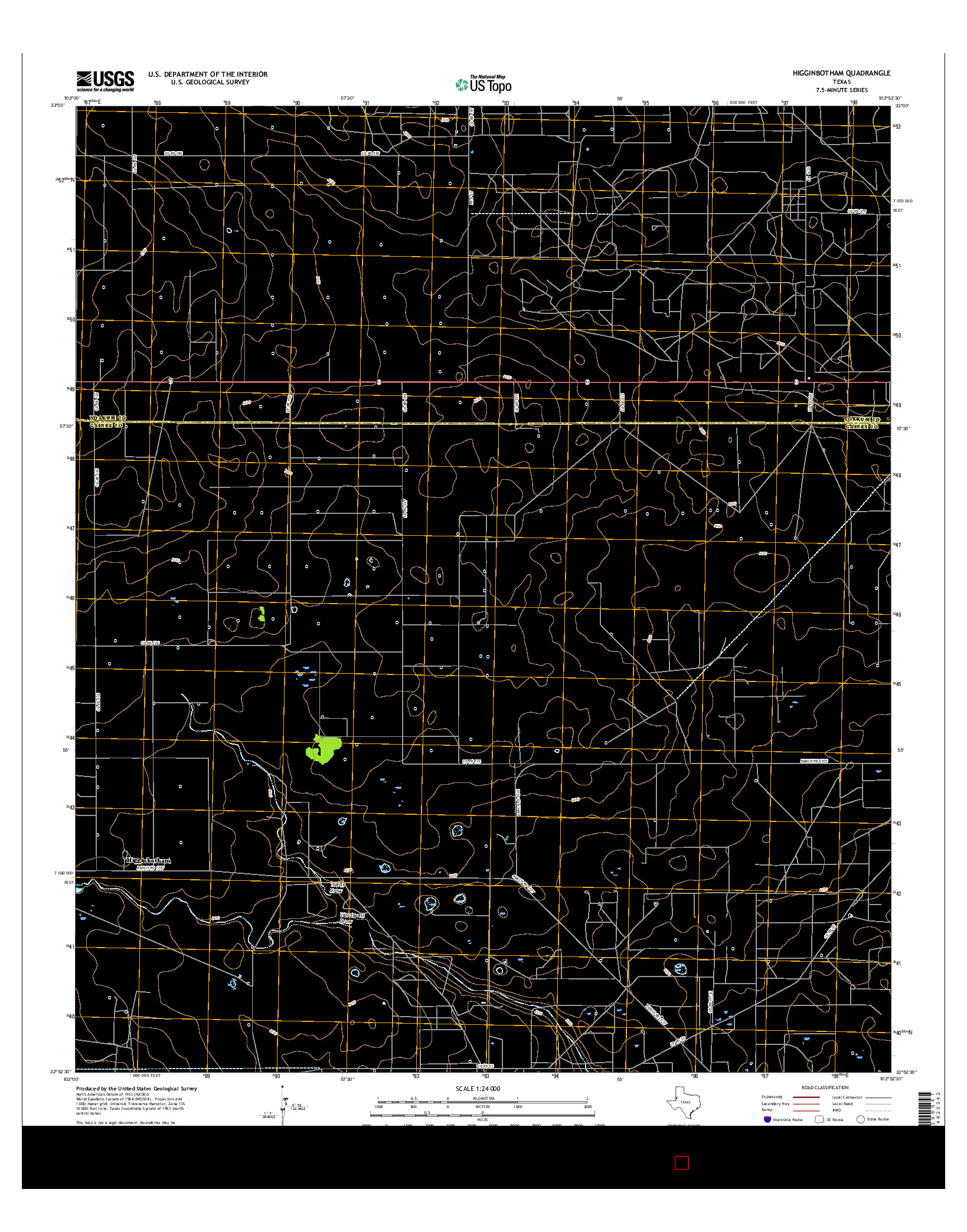 USGS US TOPO 7.5-MINUTE MAP FOR HIGGINBOTHAM, TX 2016