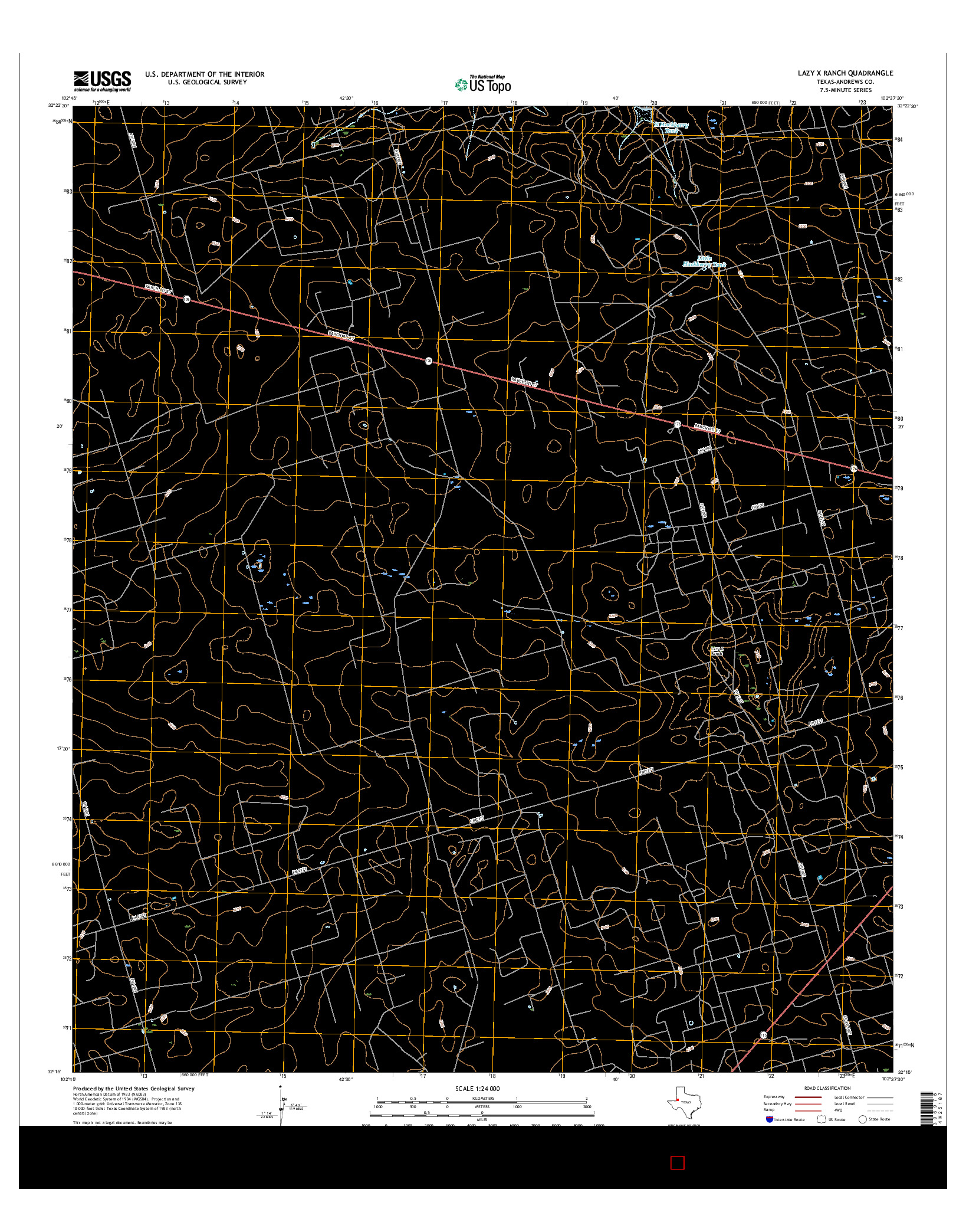 USGS US TOPO 7.5-MINUTE MAP FOR LAZY X RANCH, TX 2016