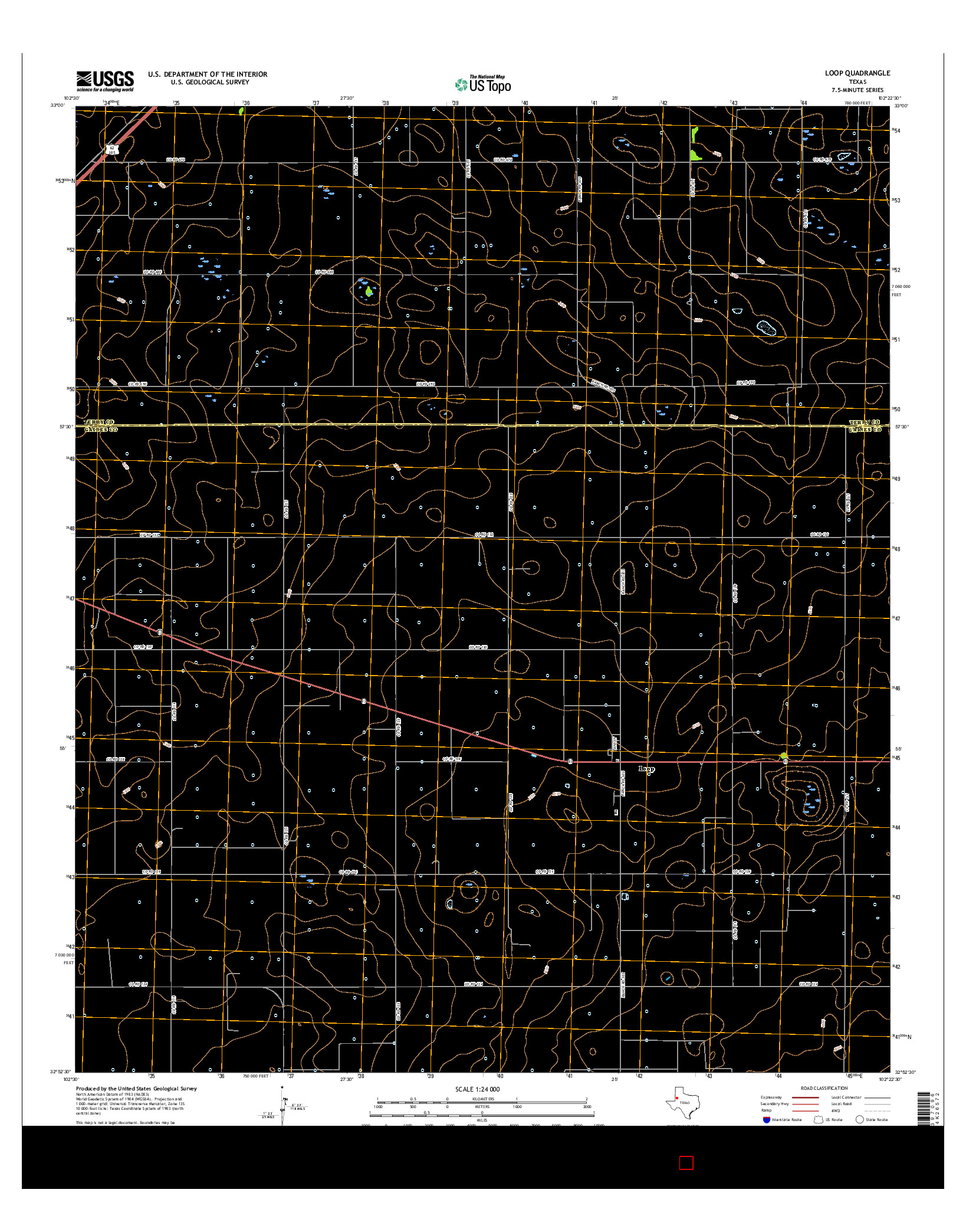 USGS US TOPO 7.5-MINUTE MAP FOR LOOP, TX 2016