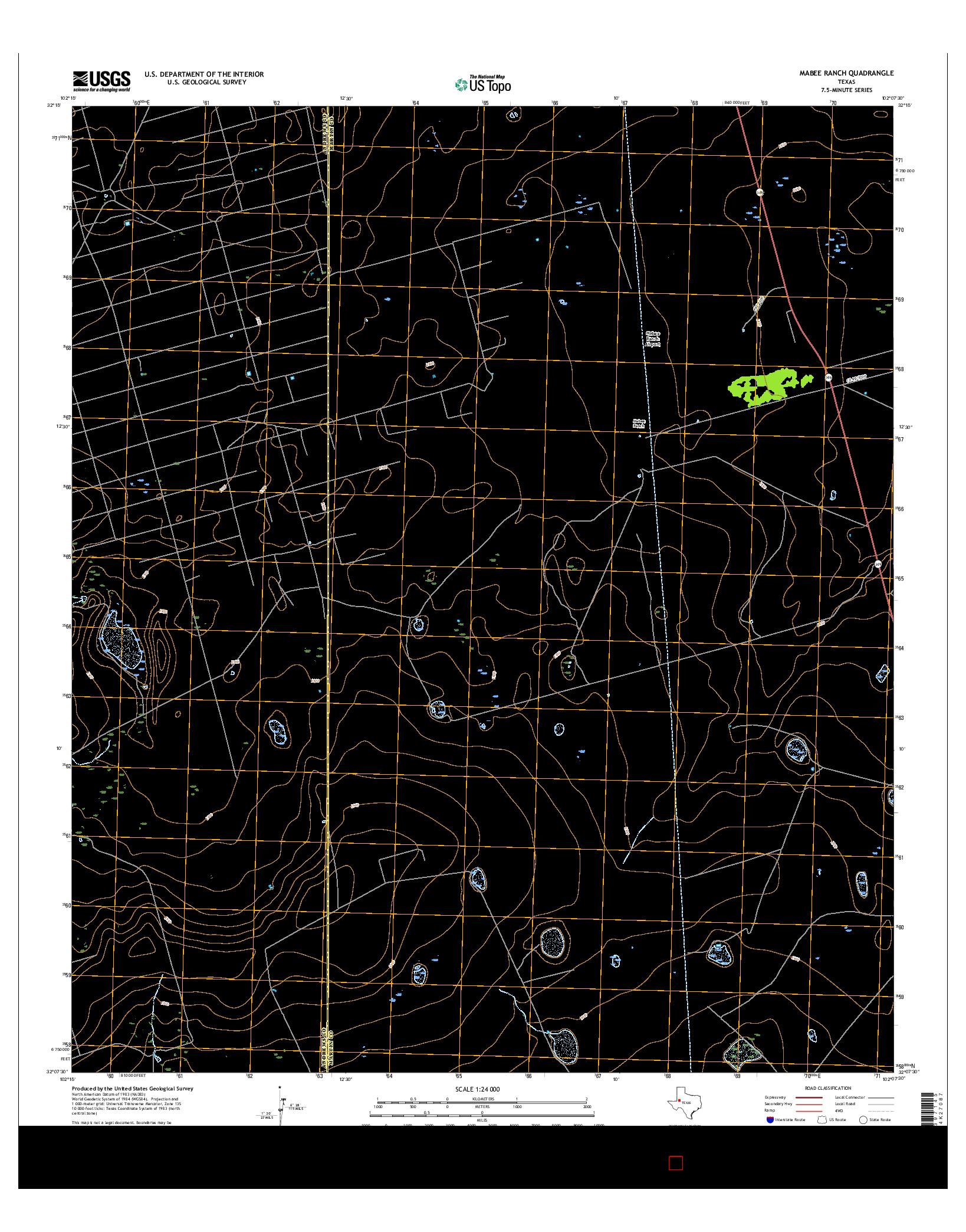 USGS US TOPO 7.5-MINUTE MAP FOR MABEE RANCH, TX 2016