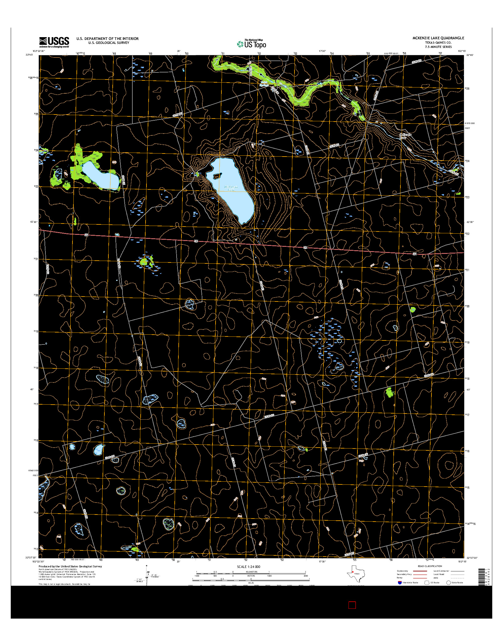 USGS US TOPO 7.5-MINUTE MAP FOR MCKENZIE LAKE, TX 2016