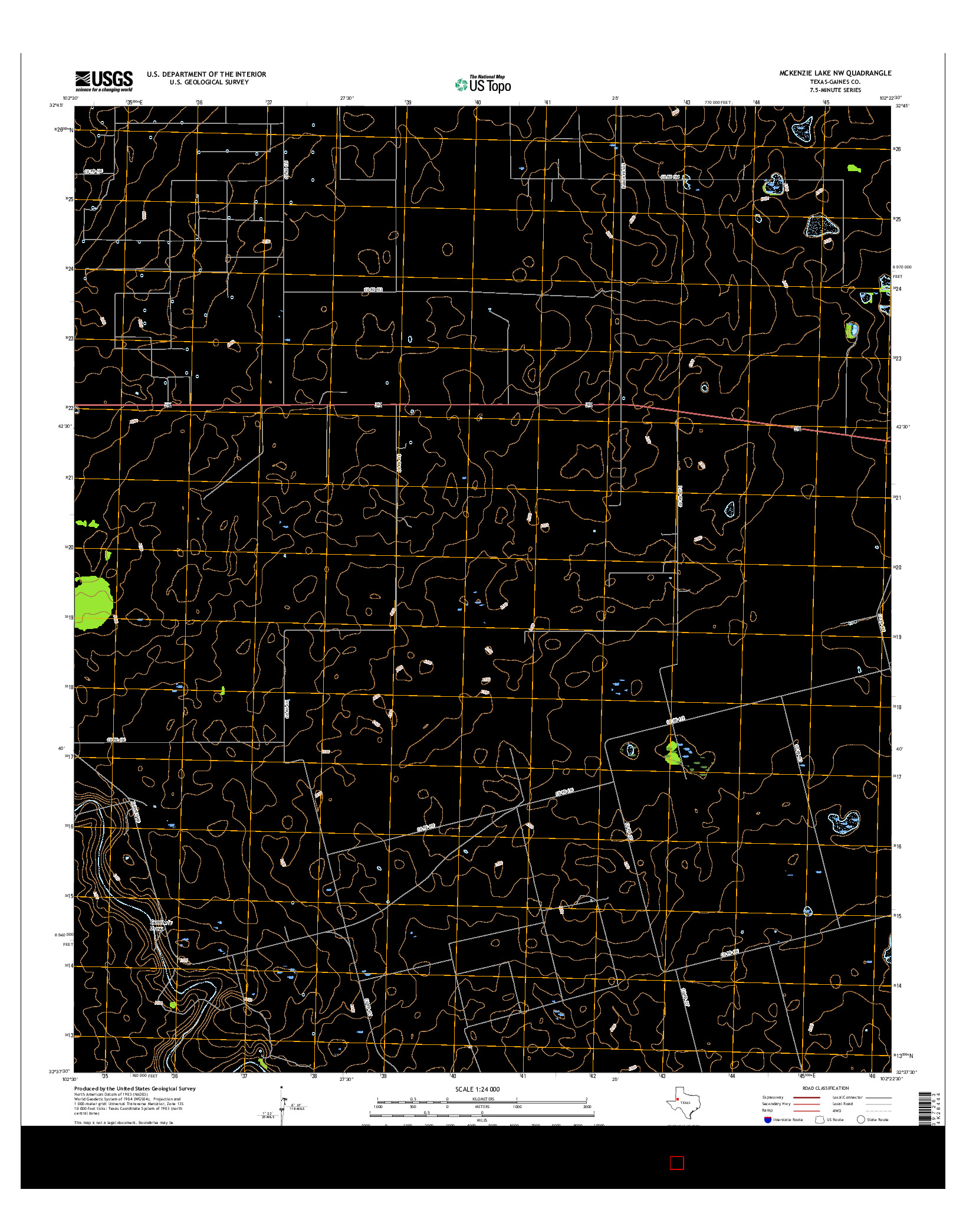 USGS US TOPO 7.5-MINUTE MAP FOR MCKENZIE LAKE NW, TX 2016