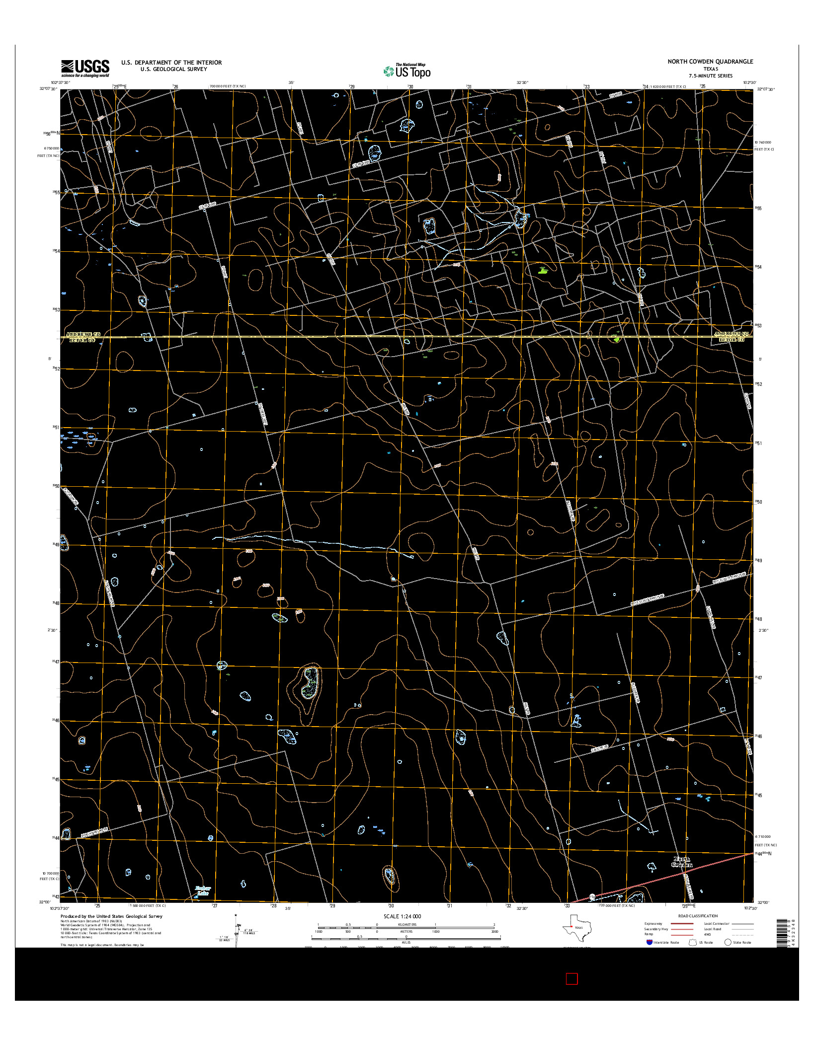 USGS US TOPO 7.5-MINUTE MAP FOR NORTH COWDEN, TX 2016