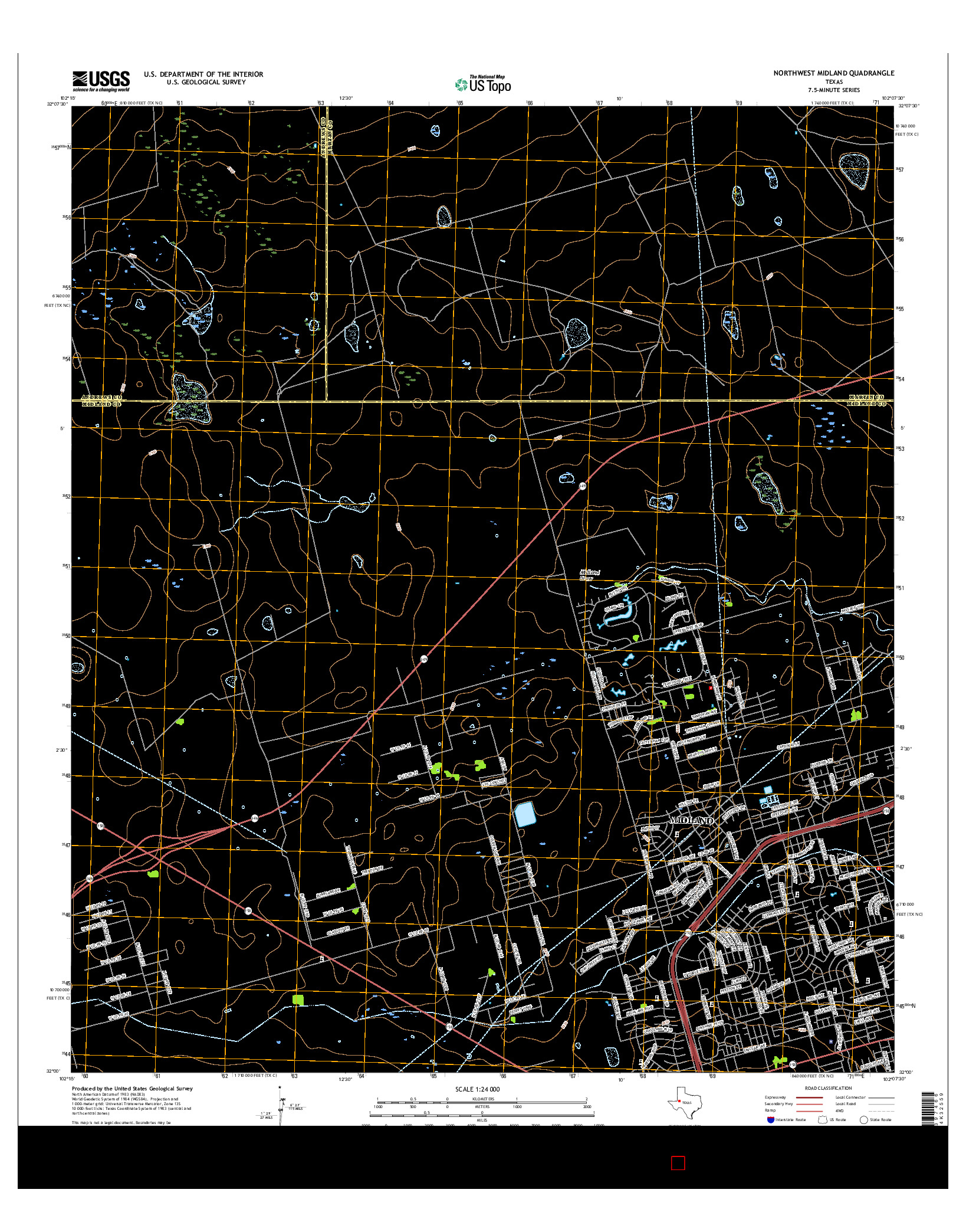 USGS US TOPO 7.5-MINUTE MAP FOR NORTHWEST MIDLAND, TX 2016