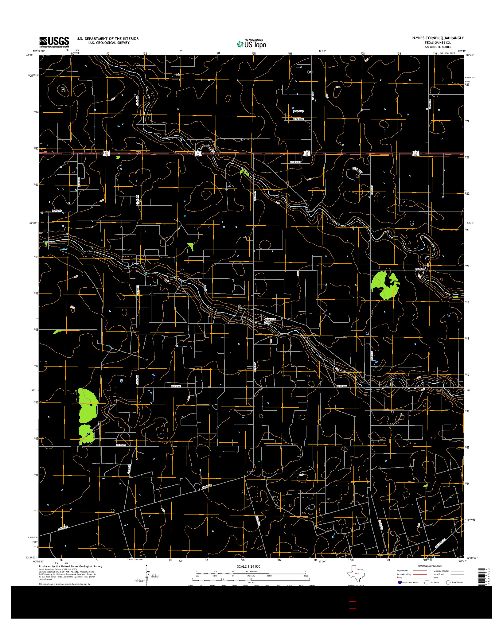 USGS US TOPO 7.5-MINUTE MAP FOR PAYNES CORNER, TX 2016