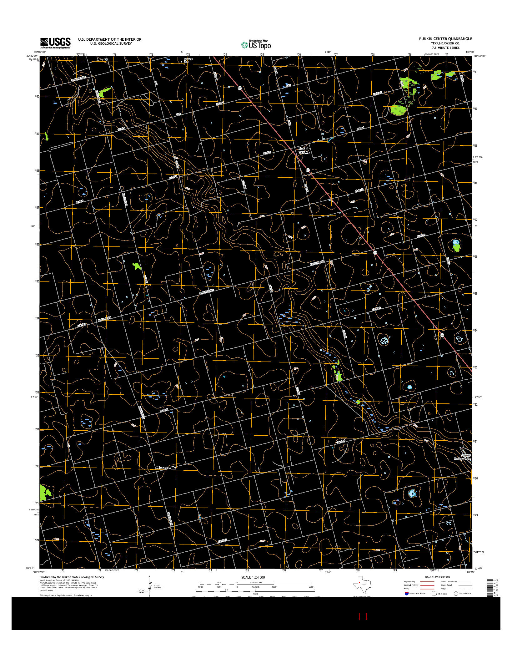 USGS US TOPO 7.5-MINUTE MAP FOR PUNKIN CENTER, TX 2016