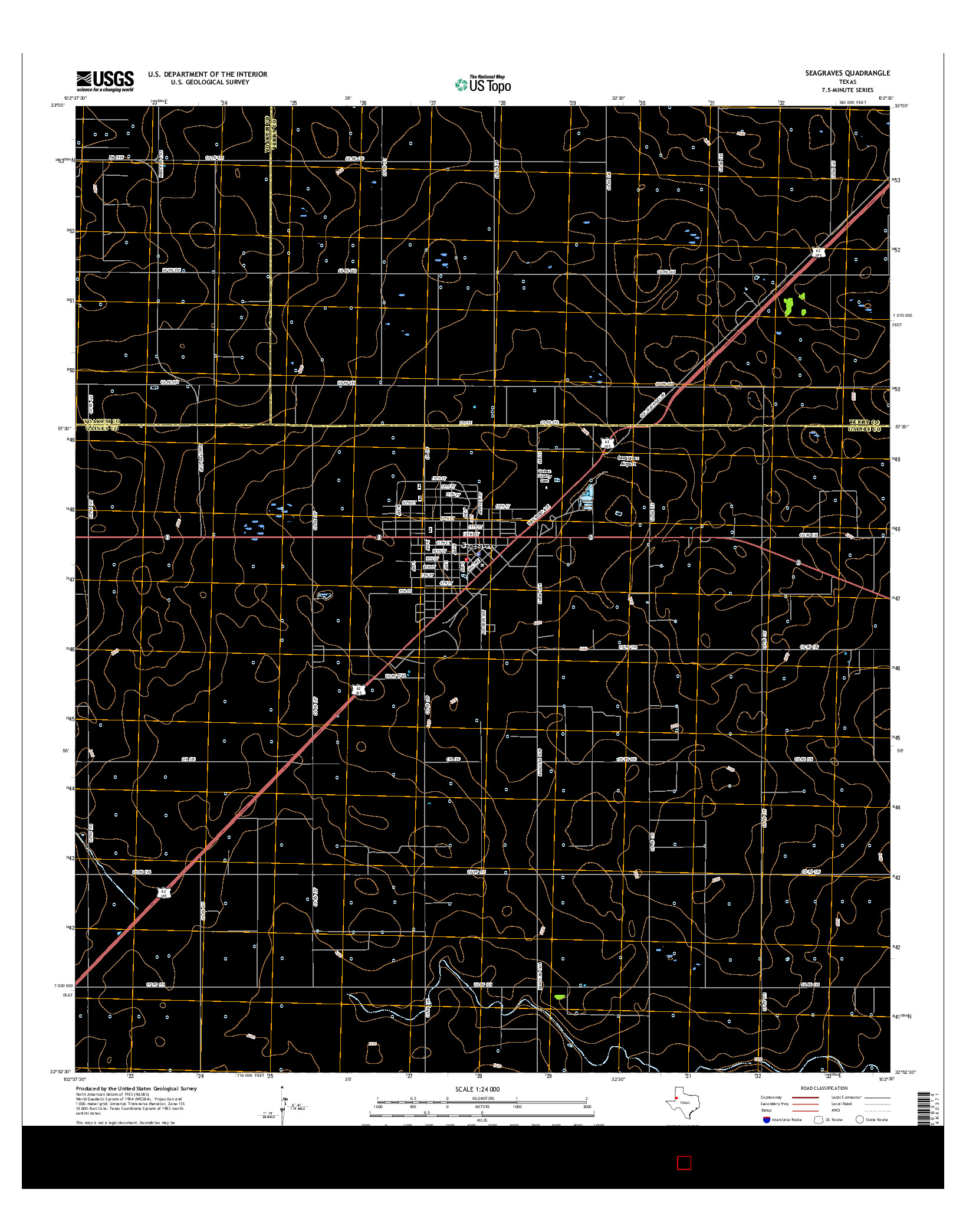 USGS US TOPO 7.5-MINUTE MAP FOR SEAGRAVES, TX 2016