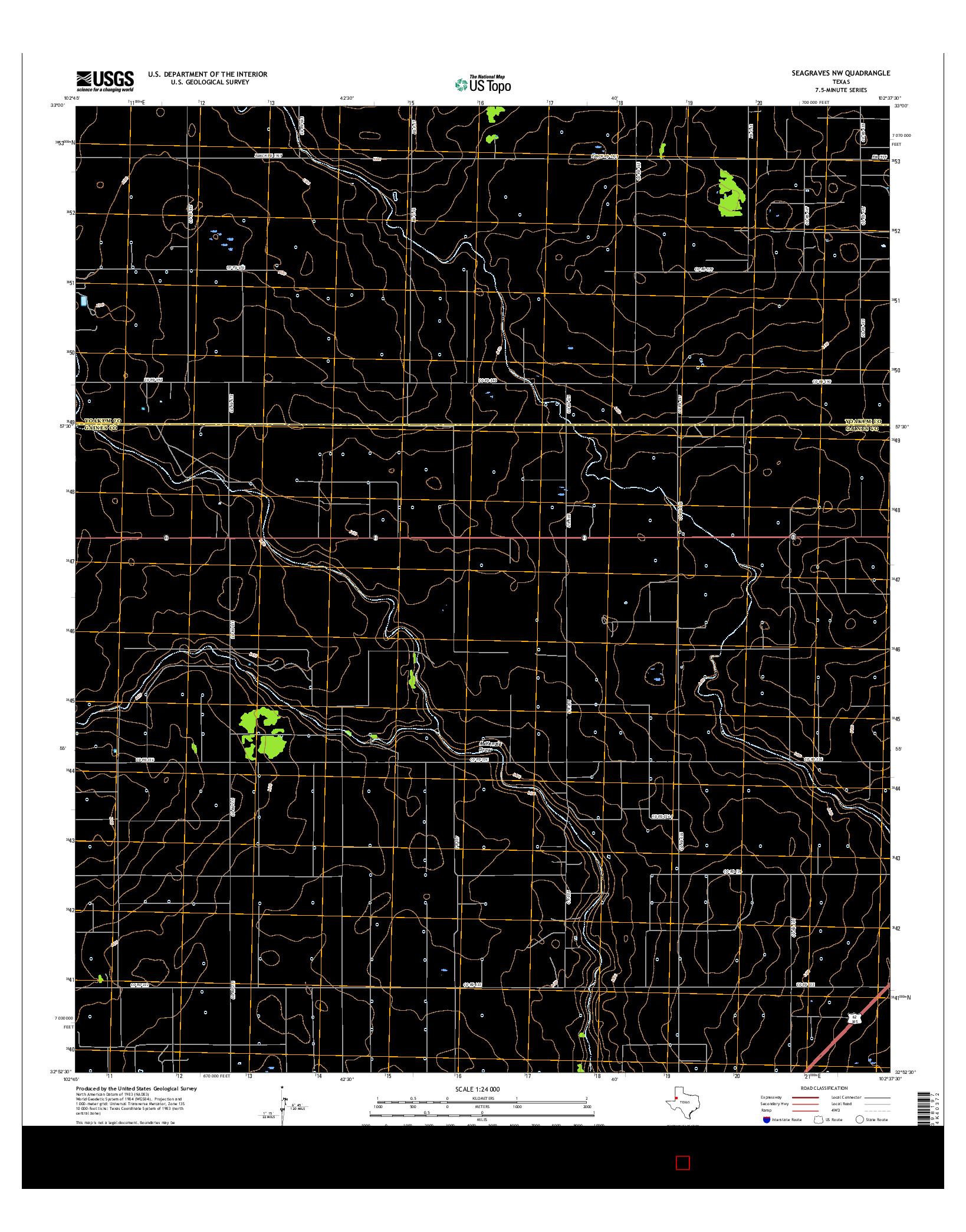 USGS US TOPO 7.5-MINUTE MAP FOR SEAGRAVES NW, TX 2016