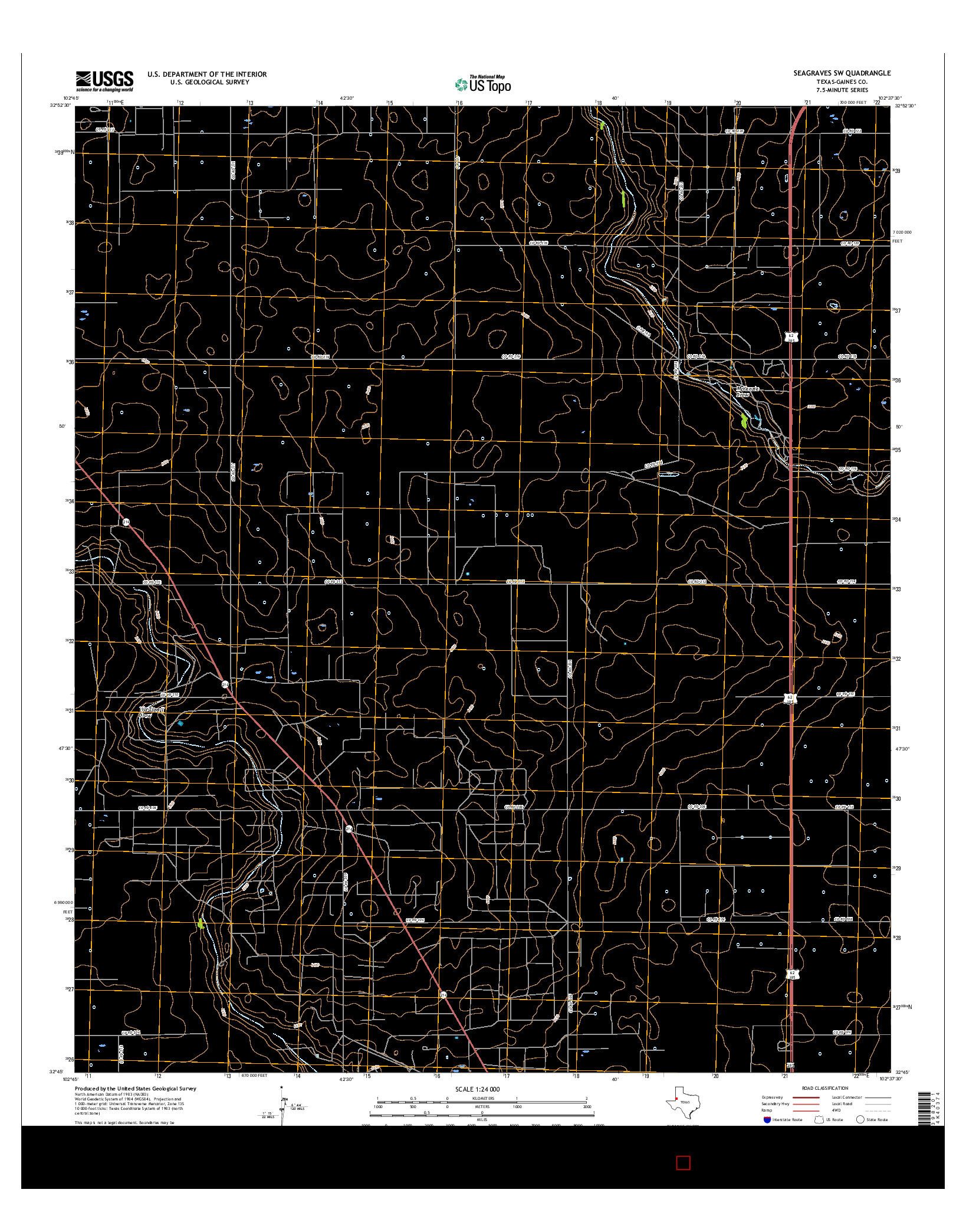 USGS US TOPO 7.5-MINUTE MAP FOR SEAGRAVES SW, TX 2016