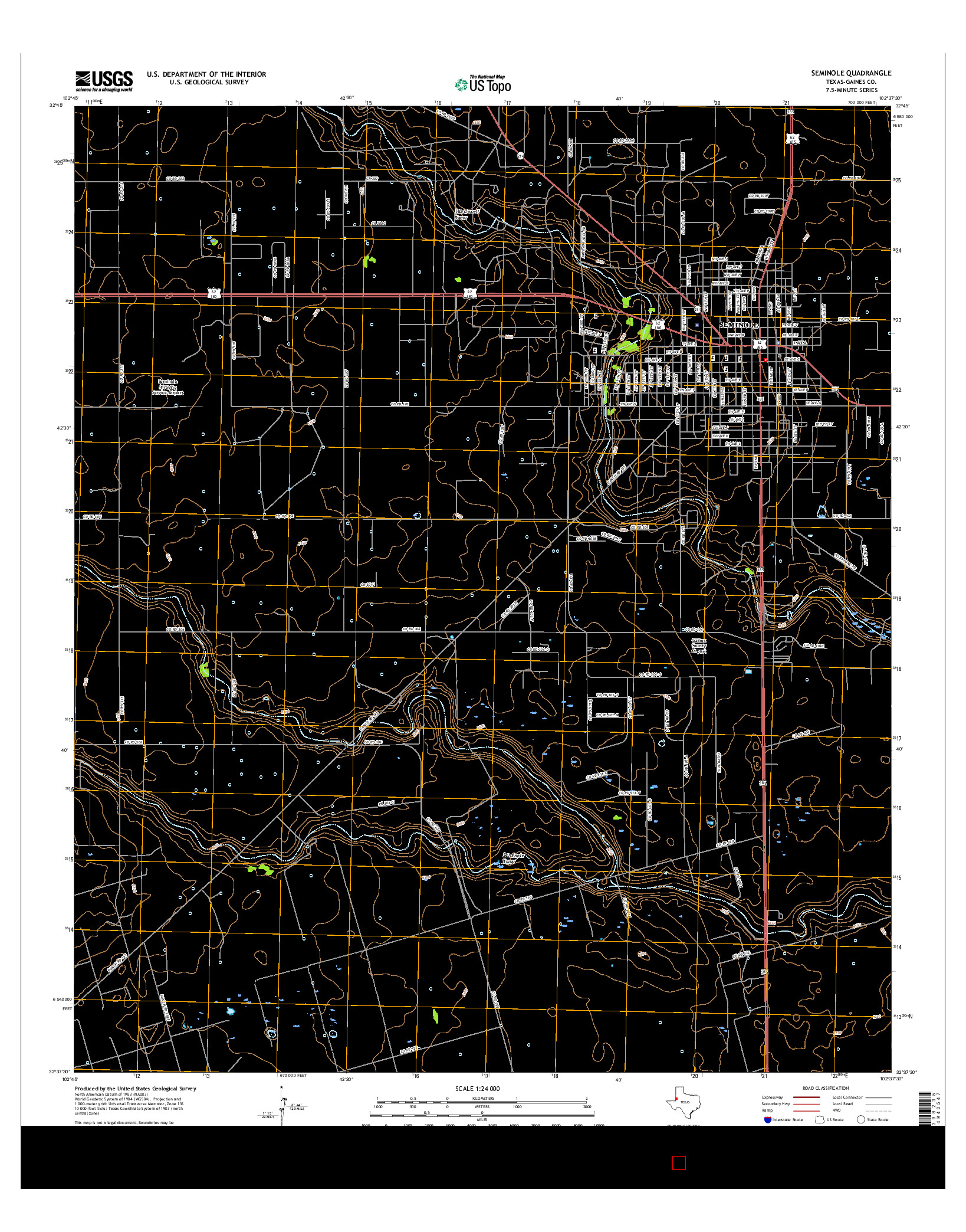 USGS US TOPO 7.5-MINUTE MAP FOR SEMINOLE, TX 2016