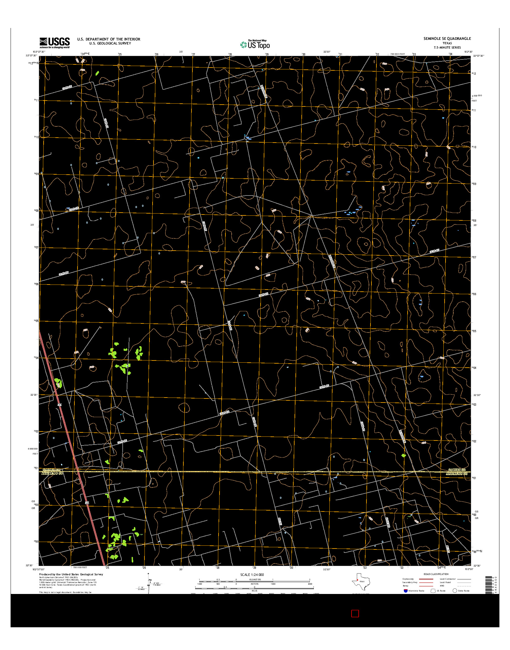 USGS US TOPO 7.5-MINUTE MAP FOR SEMINOLE SE, TX 2016