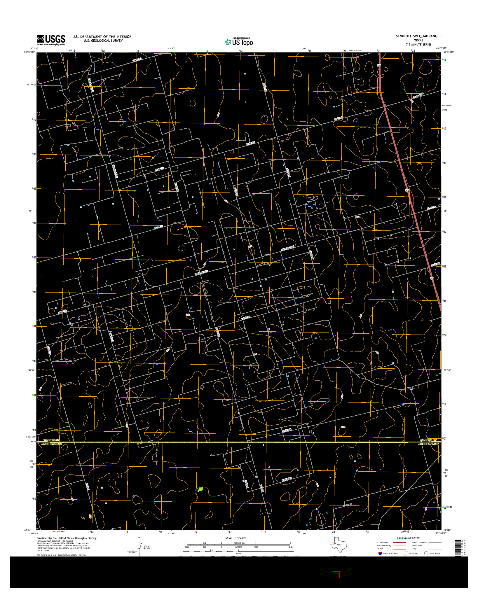 USGS US TOPO 7.5-MINUTE MAP FOR SEMINOLE SW, TX 2016