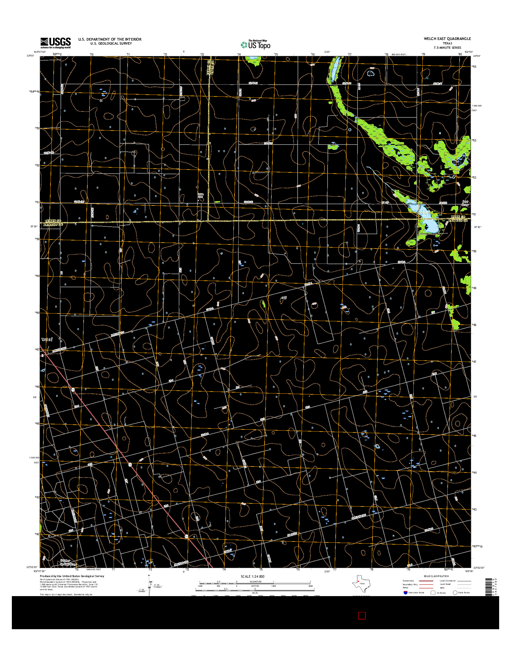 USGS US TOPO 7.5-MINUTE MAP FOR WELCH EAST, TX 2016