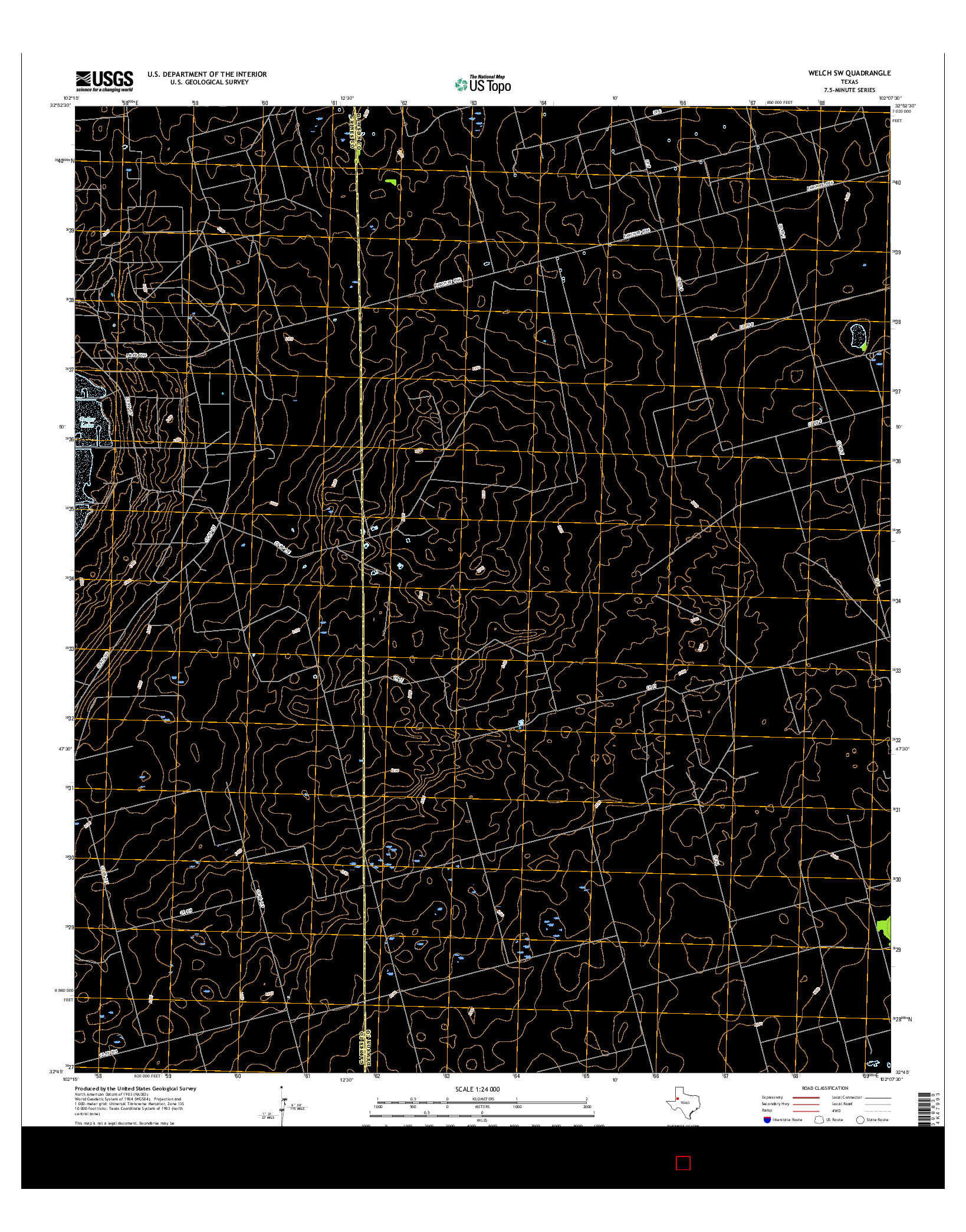 USGS US TOPO 7.5-MINUTE MAP FOR WELCH SW, TX 2016