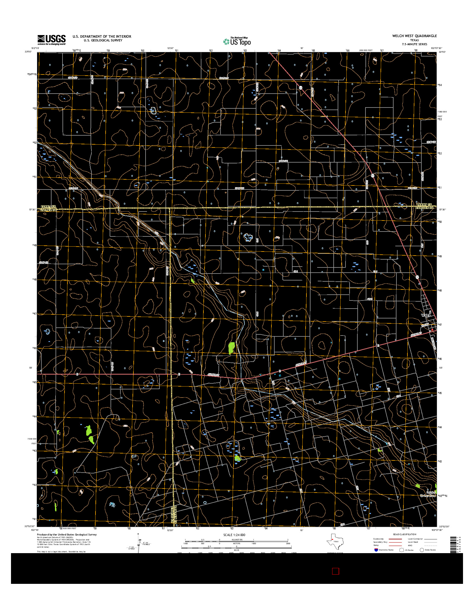 USGS US TOPO 7.5-MINUTE MAP FOR WELCH WEST, TX 2016