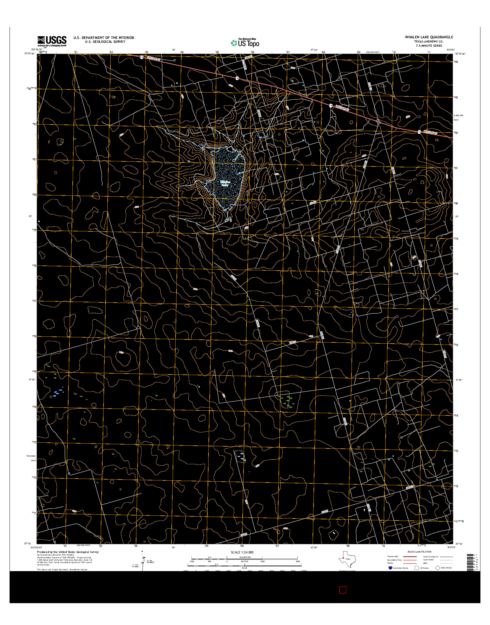 USGS US TOPO 7.5-MINUTE MAP FOR WHALEN LAKE, TX 2016