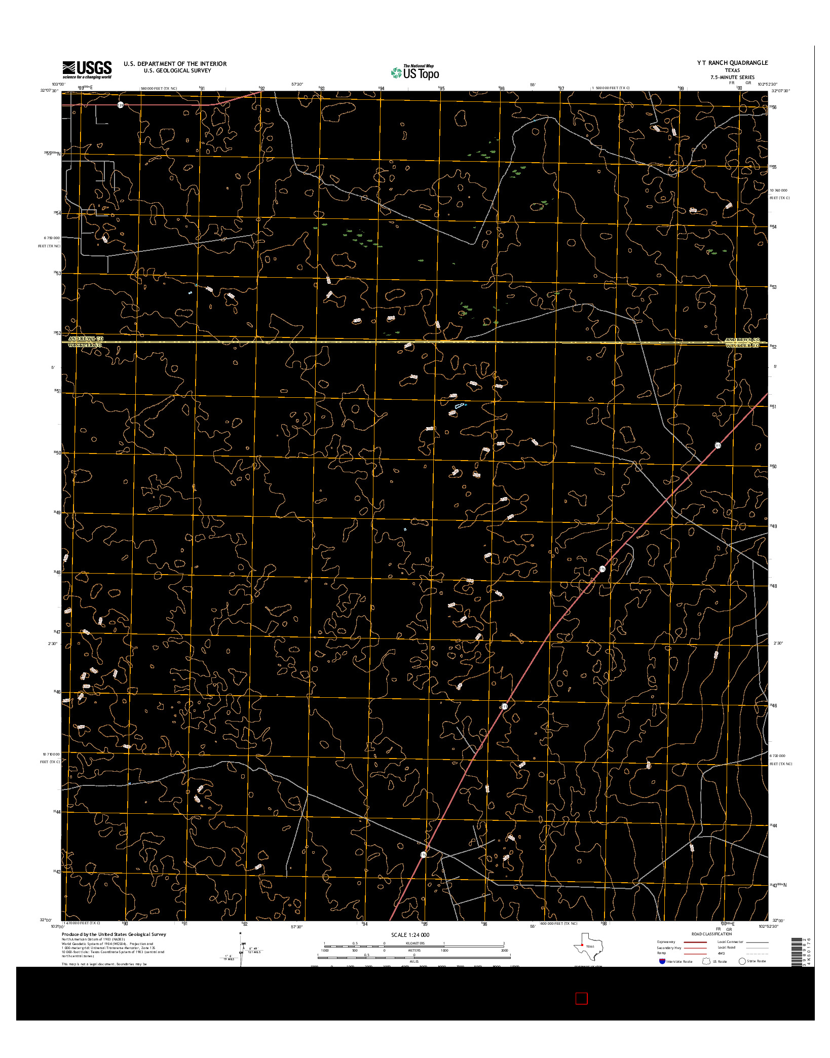 USGS US TOPO 7.5-MINUTE MAP FOR Y T RANCH, TX 2016