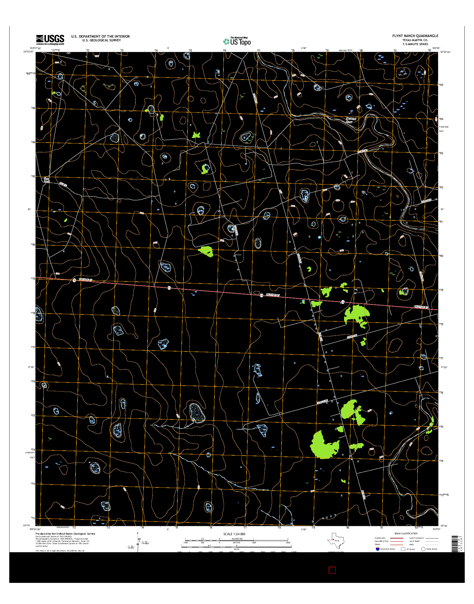 USGS US TOPO 7.5-MINUTE MAP FOR FLYNT RANCH, TX 2016