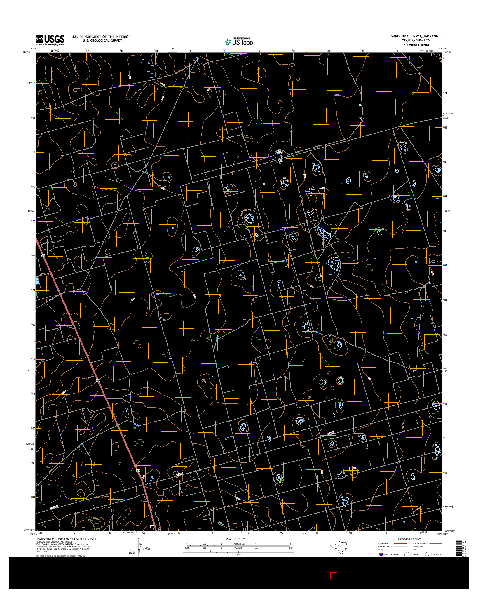 USGS US TOPO 7.5-MINUTE MAP FOR GARDENDALE NW, TX 2016