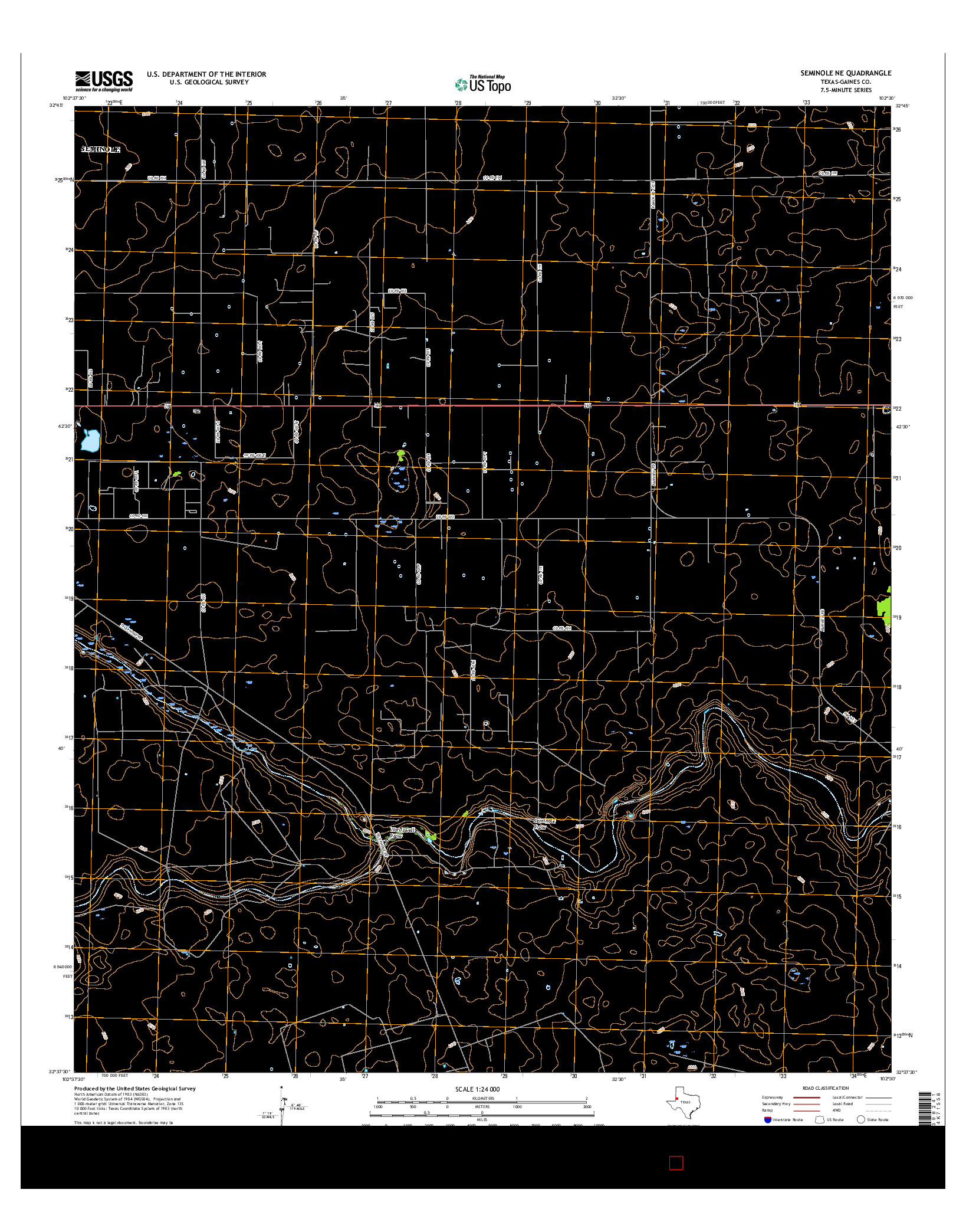 USGS US TOPO 7.5-MINUTE MAP FOR SEMINOLE NE, TX 2016