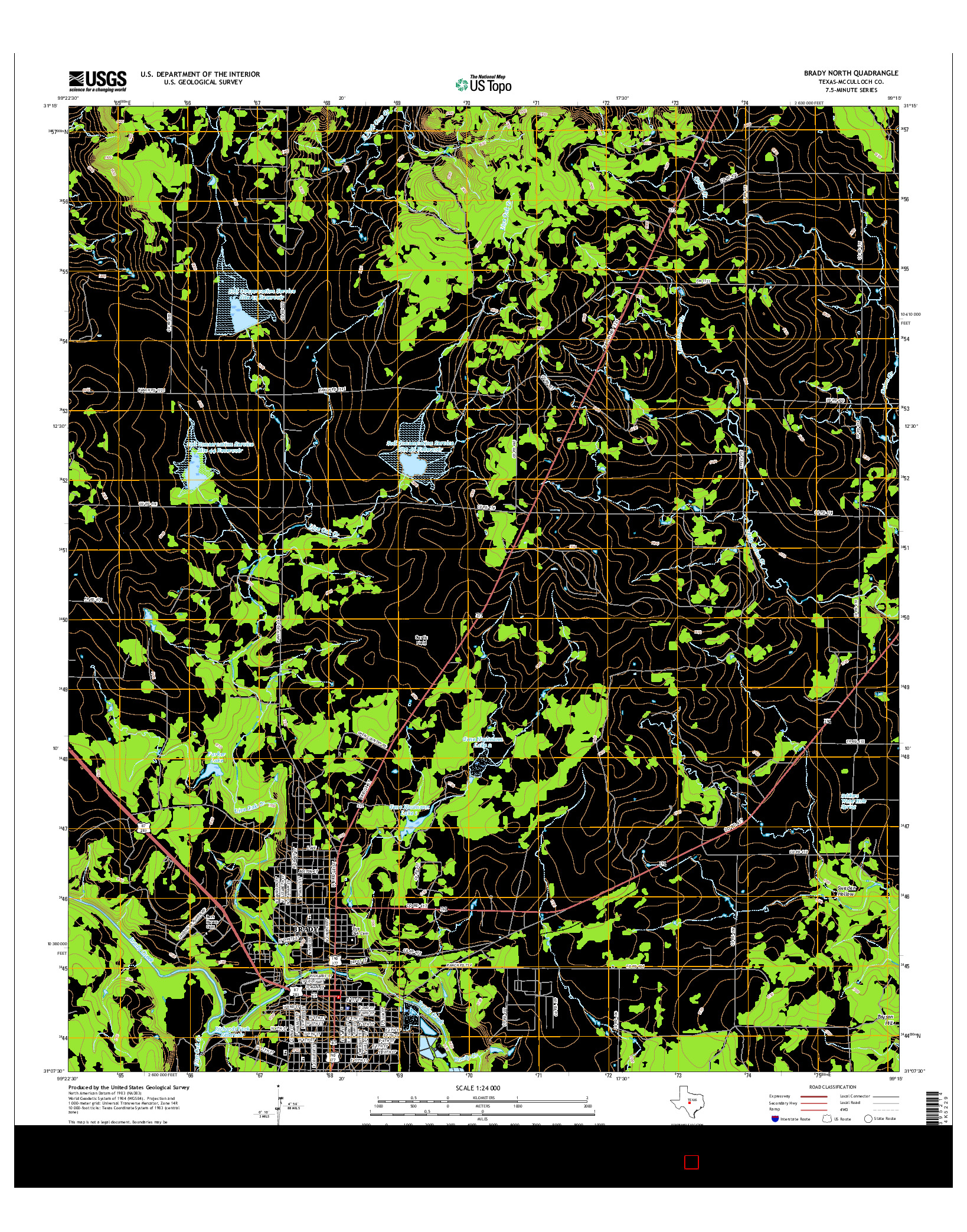 USGS US TOPO 7.5-MINUTE MAP FOR BRADY NORTH, TX 2016