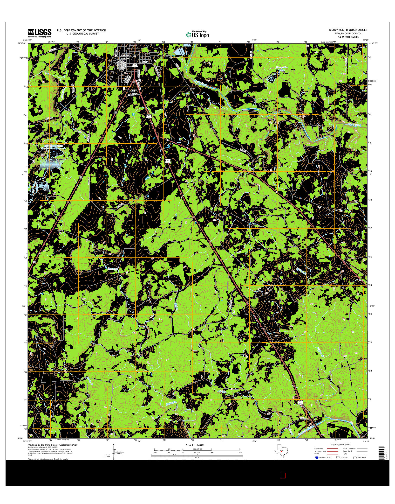 USGS US TOPO 7.5-MINUTE MAP FOR BRADY SOUTH, TX 2016