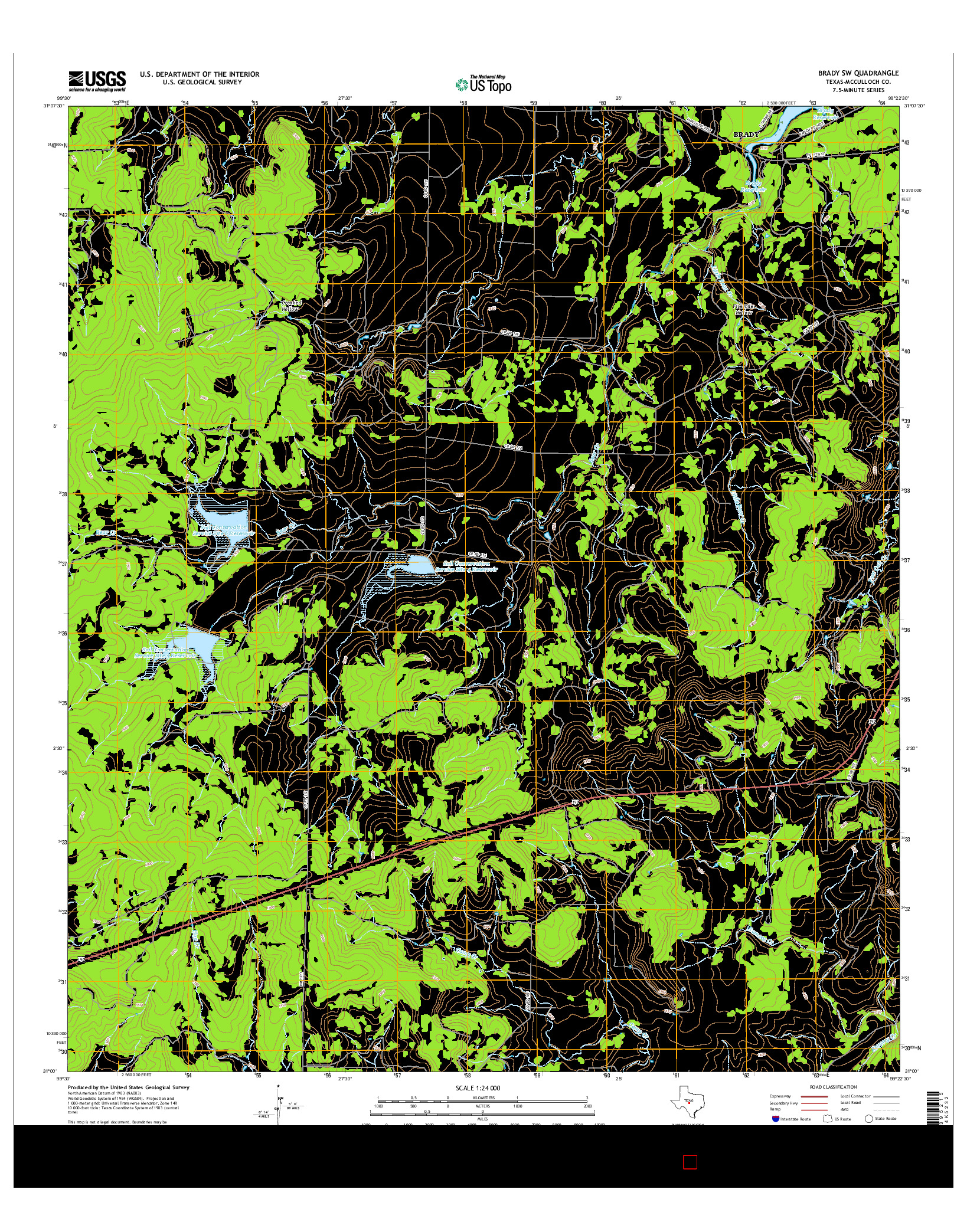 USGS US TOPO 7.5-MINUTE MAP FOR BRADY SW, TX 2016