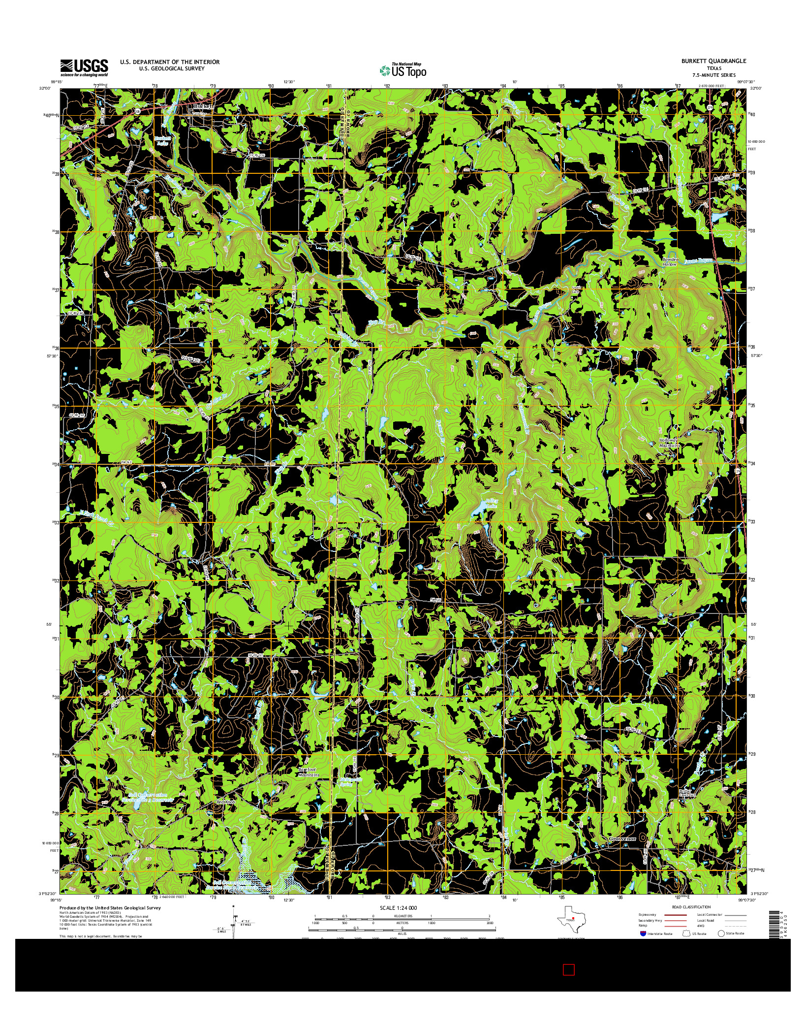 USGS US TOPO 7.5-MINUTE MAP FOR BURKETT, TX 2016