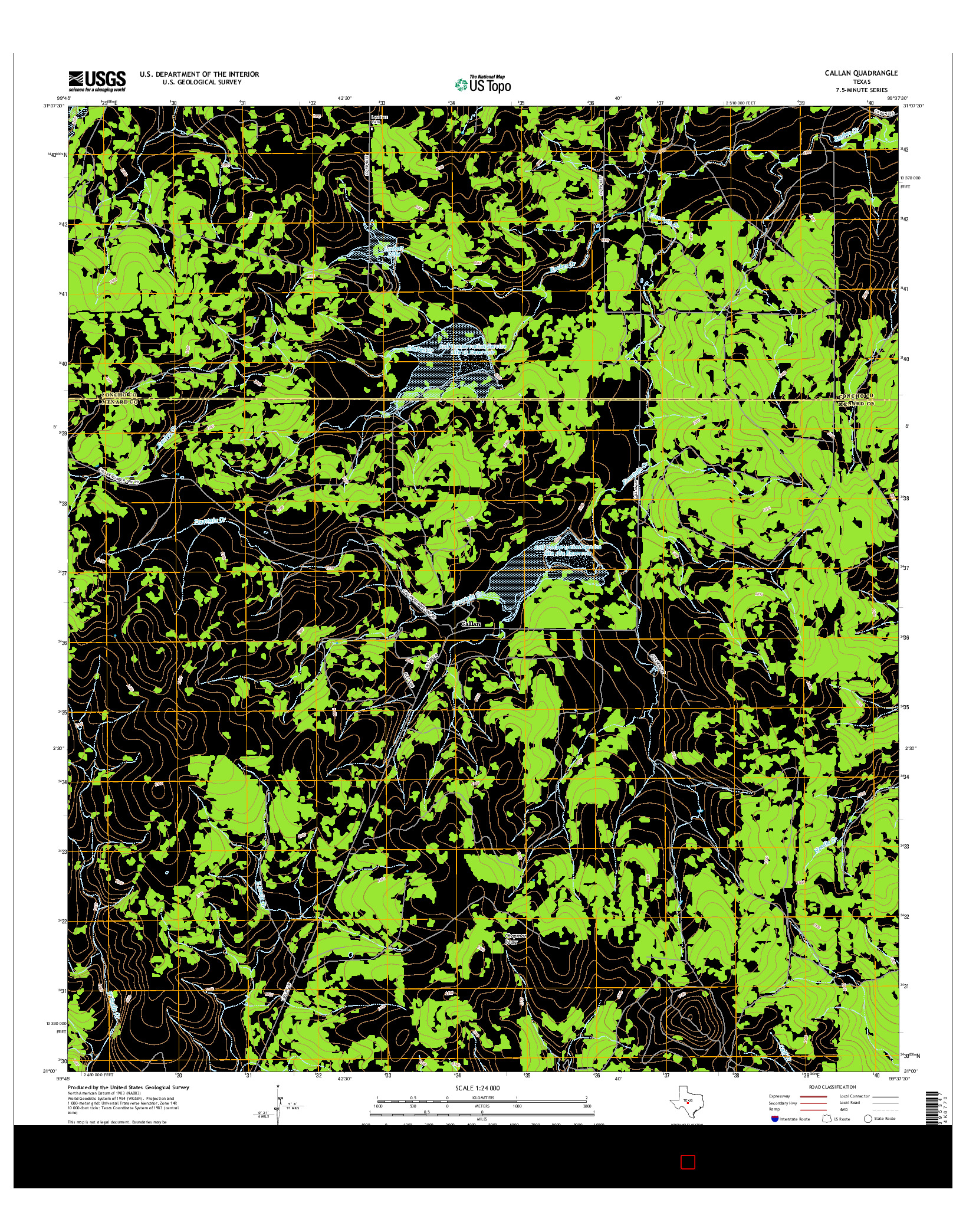 USGS US TOPO 7.5-MINUTE MAP FOR CALLAN, TX 2016