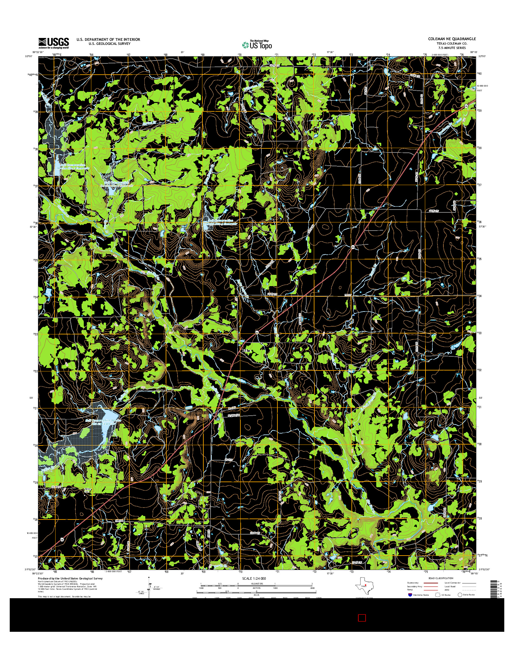 USGS US TOPO 7.5-MINUTE MAP FOR COLEMAN NE, TX 2016