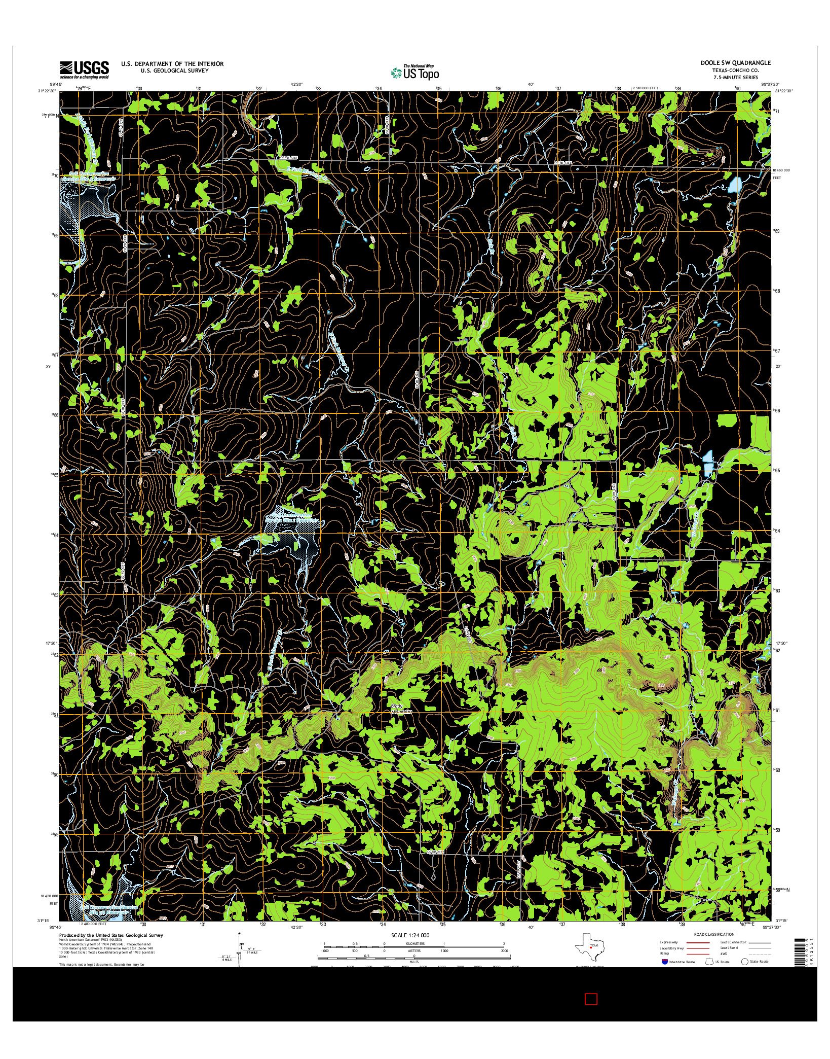 USGS US TOPO 7.5-MINUTE MAP FOR DOOLE SW, TX 2016