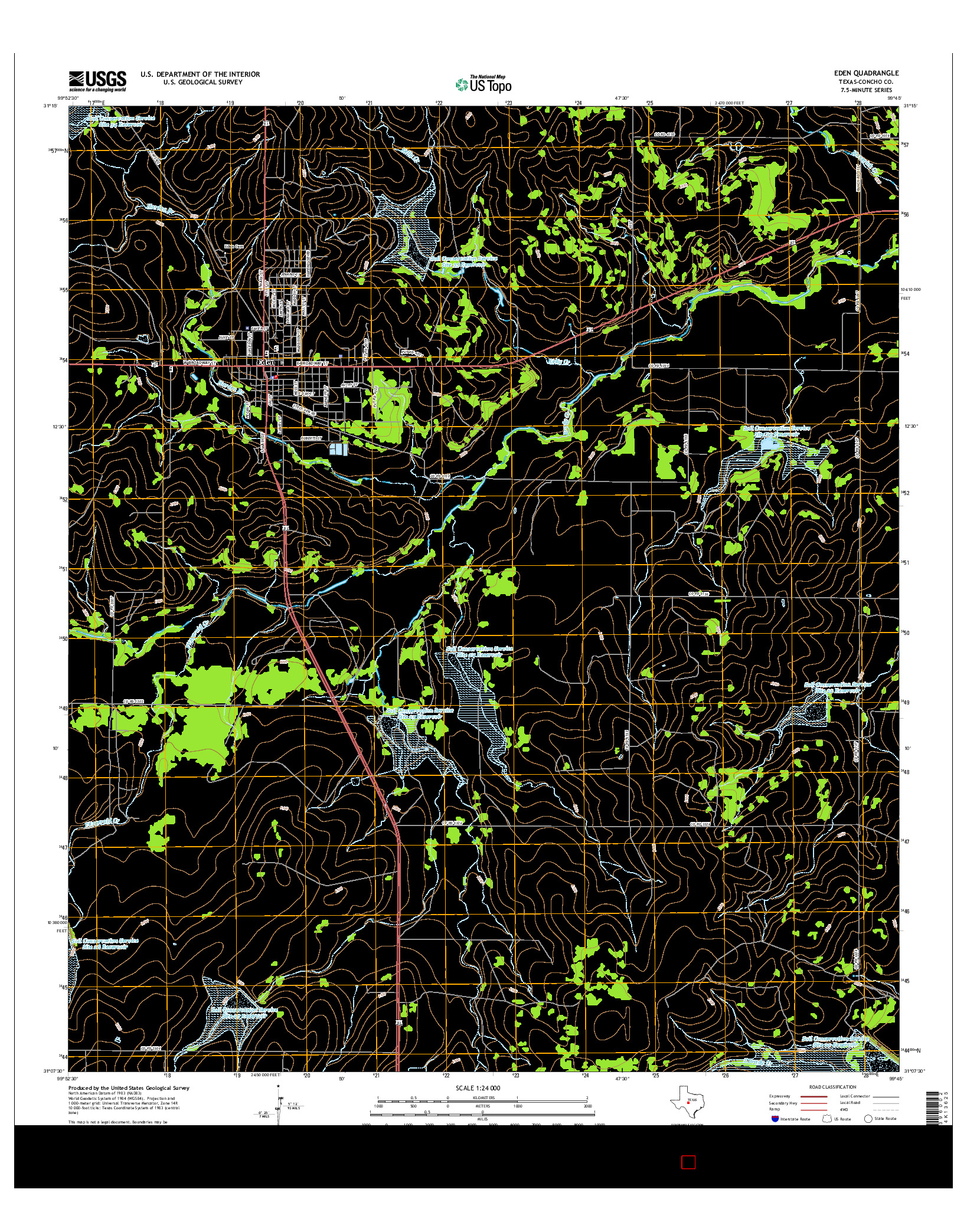 USGS US TOPO 7.5-MINUTE MAP FOR EDEN, TX 2016