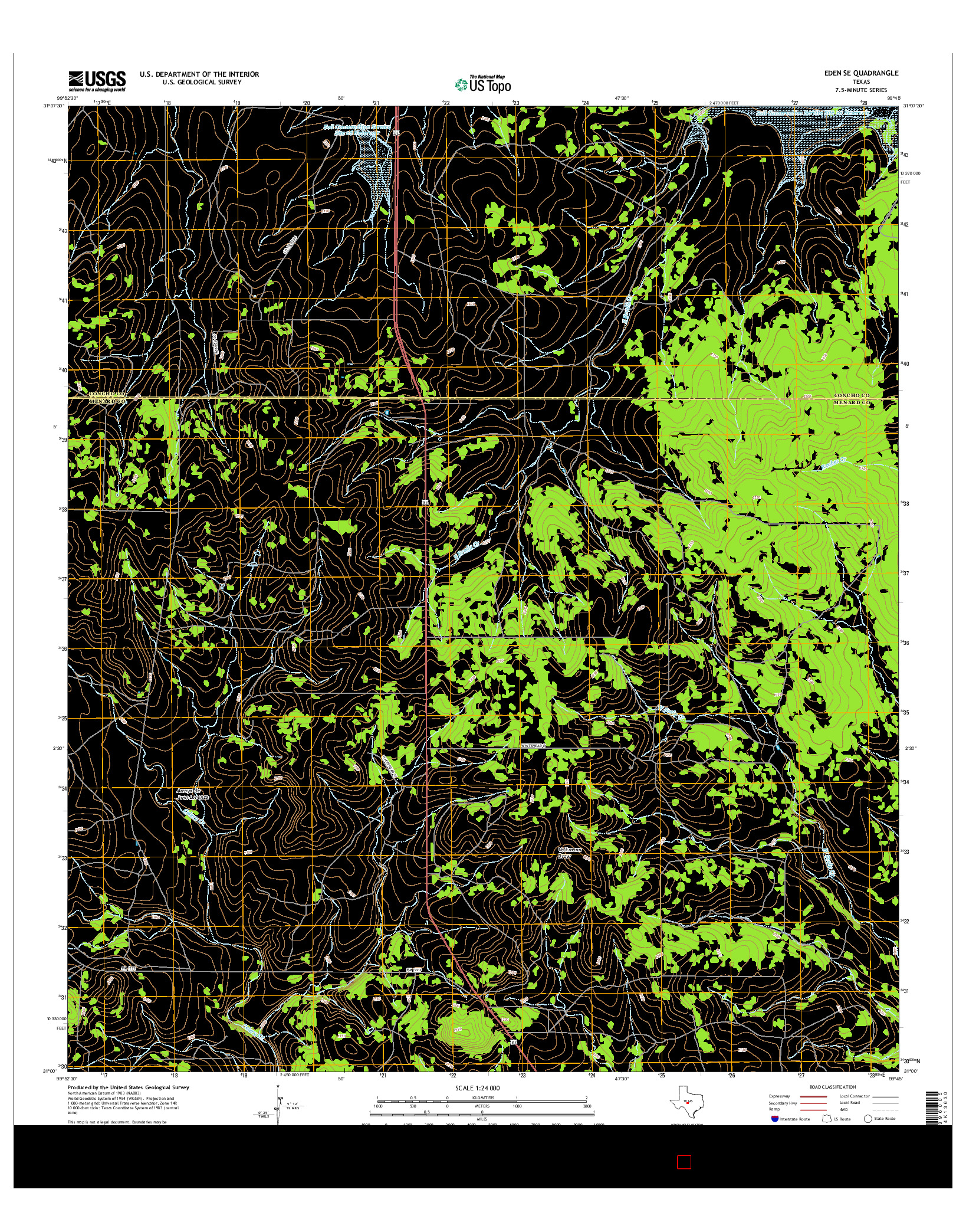 USGS US TOPO 7.5-MINUTE MAP FOR EDEN SE, TX 2016