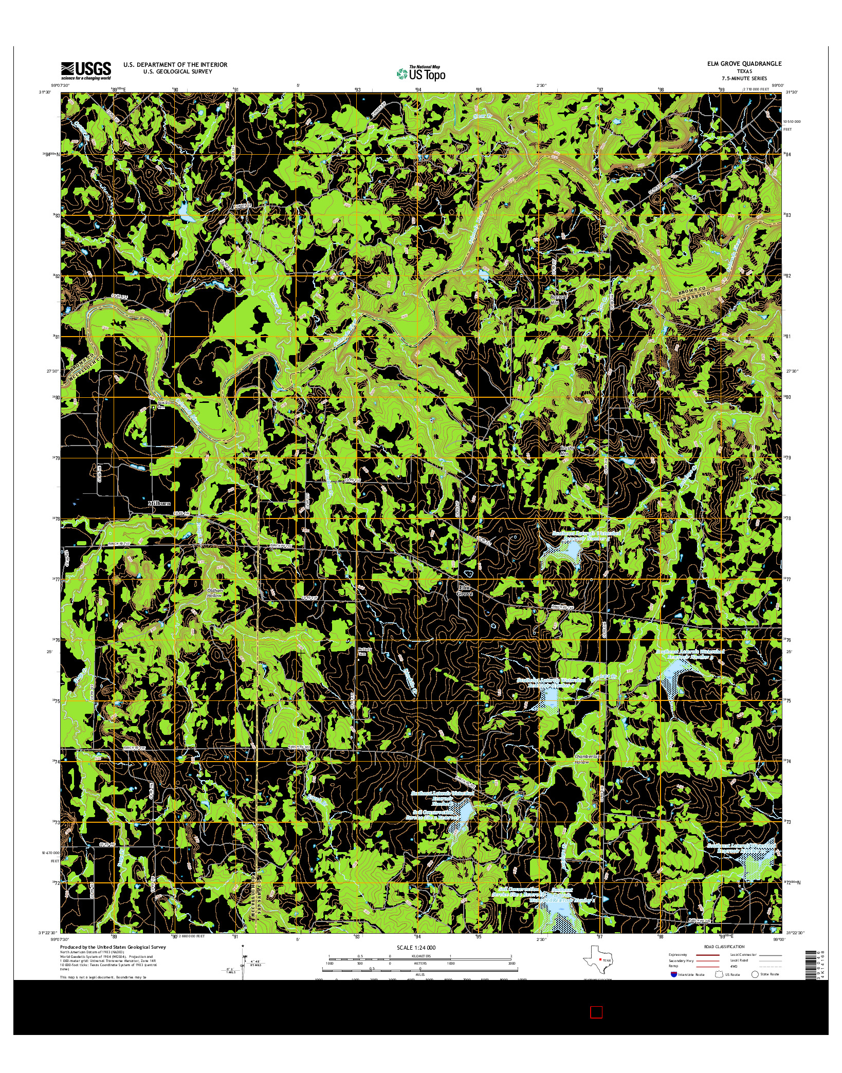 USGS US TOPO 7.5-MINUTE MAP FOR ELM GROVE, TX 2016