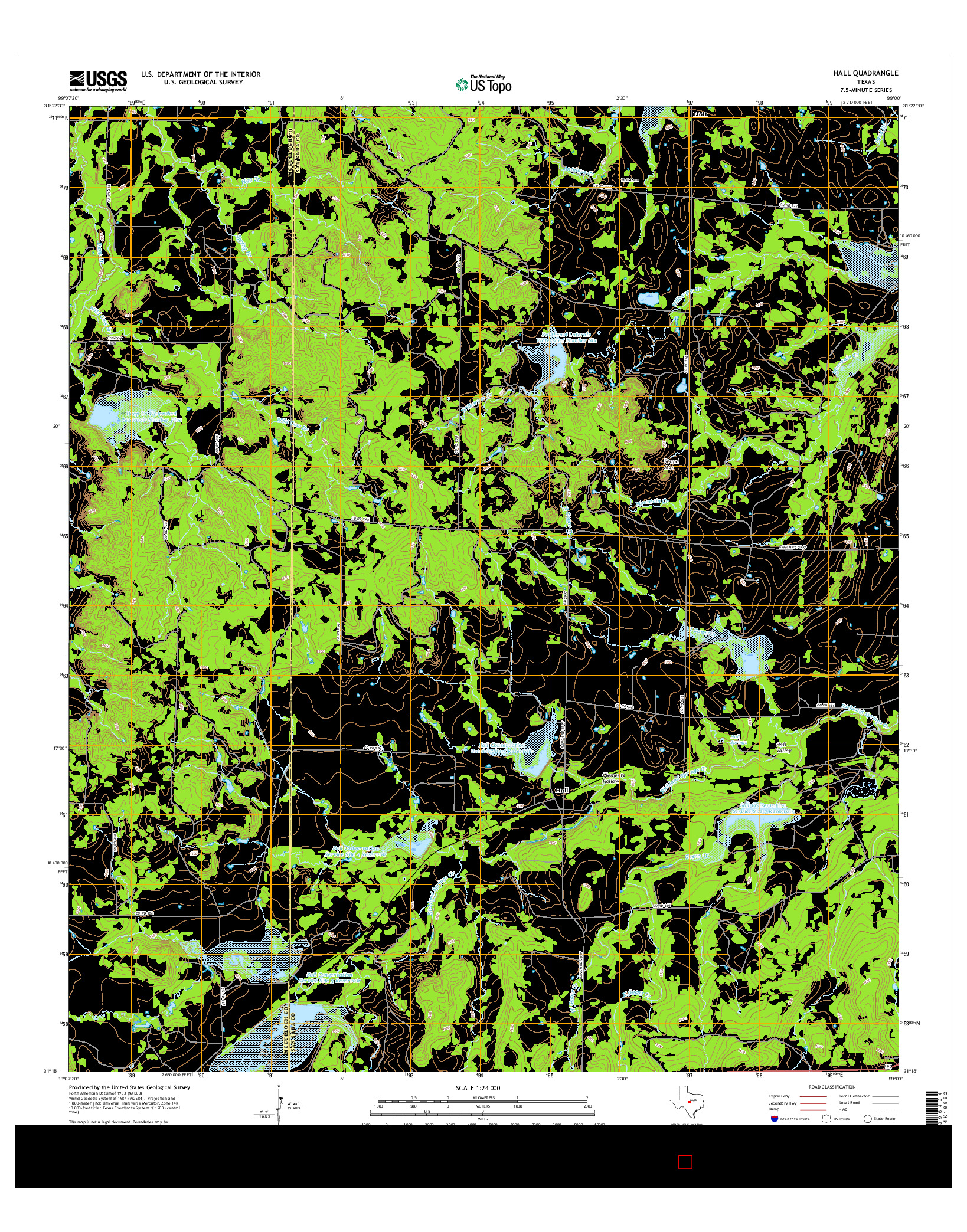 USGS US TOPO 7.5-MINUTE MAP FOR HALL, TX 2016