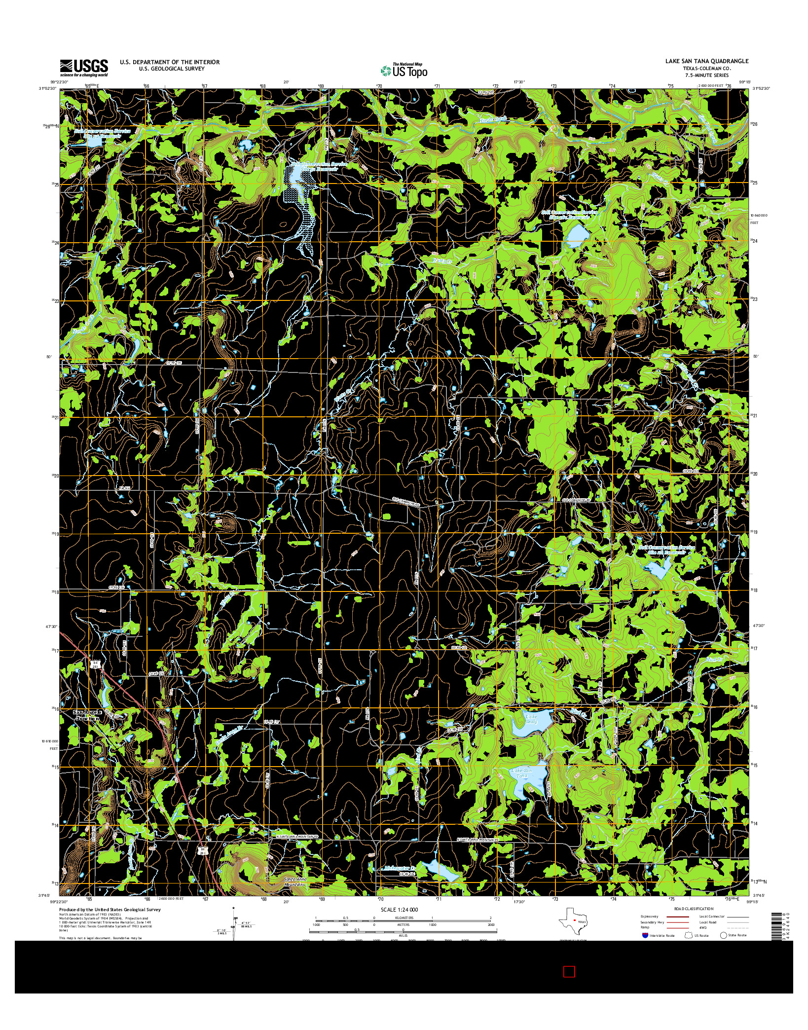 USGS US TOPO 7.5-MINUTE MAP FOR LAKE SAN TANA, TX 2016