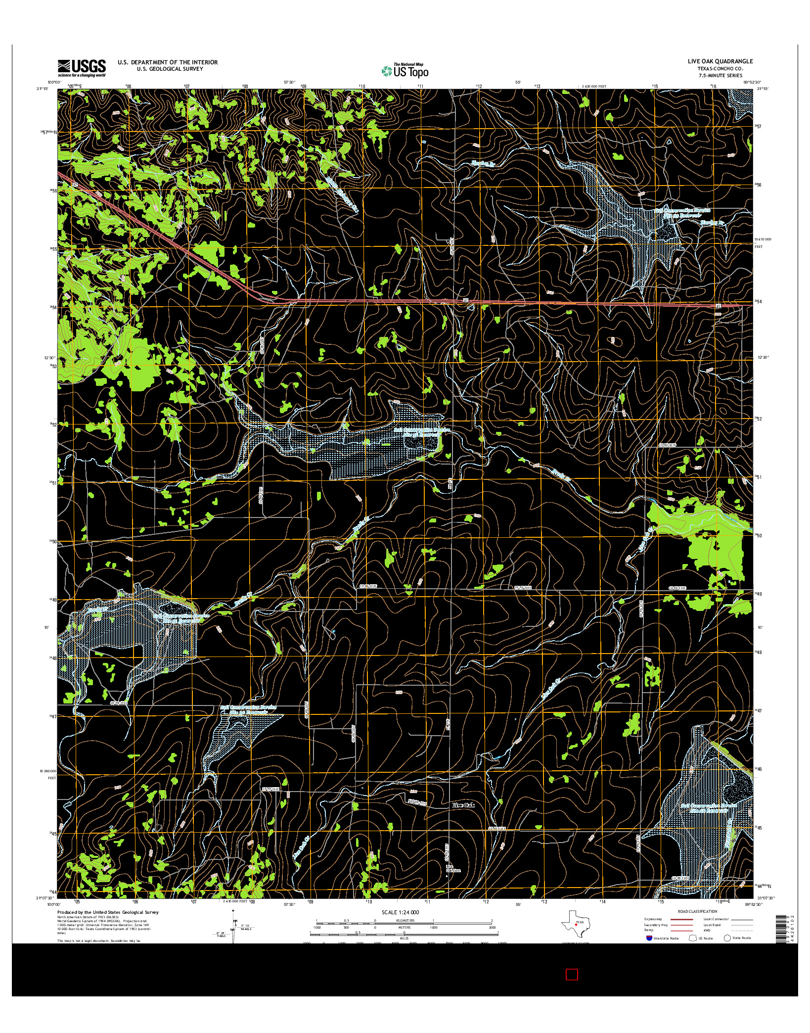 USGS US TOPO 7.5-MINUTE MAP FOR LIVE OAK, TX 2016