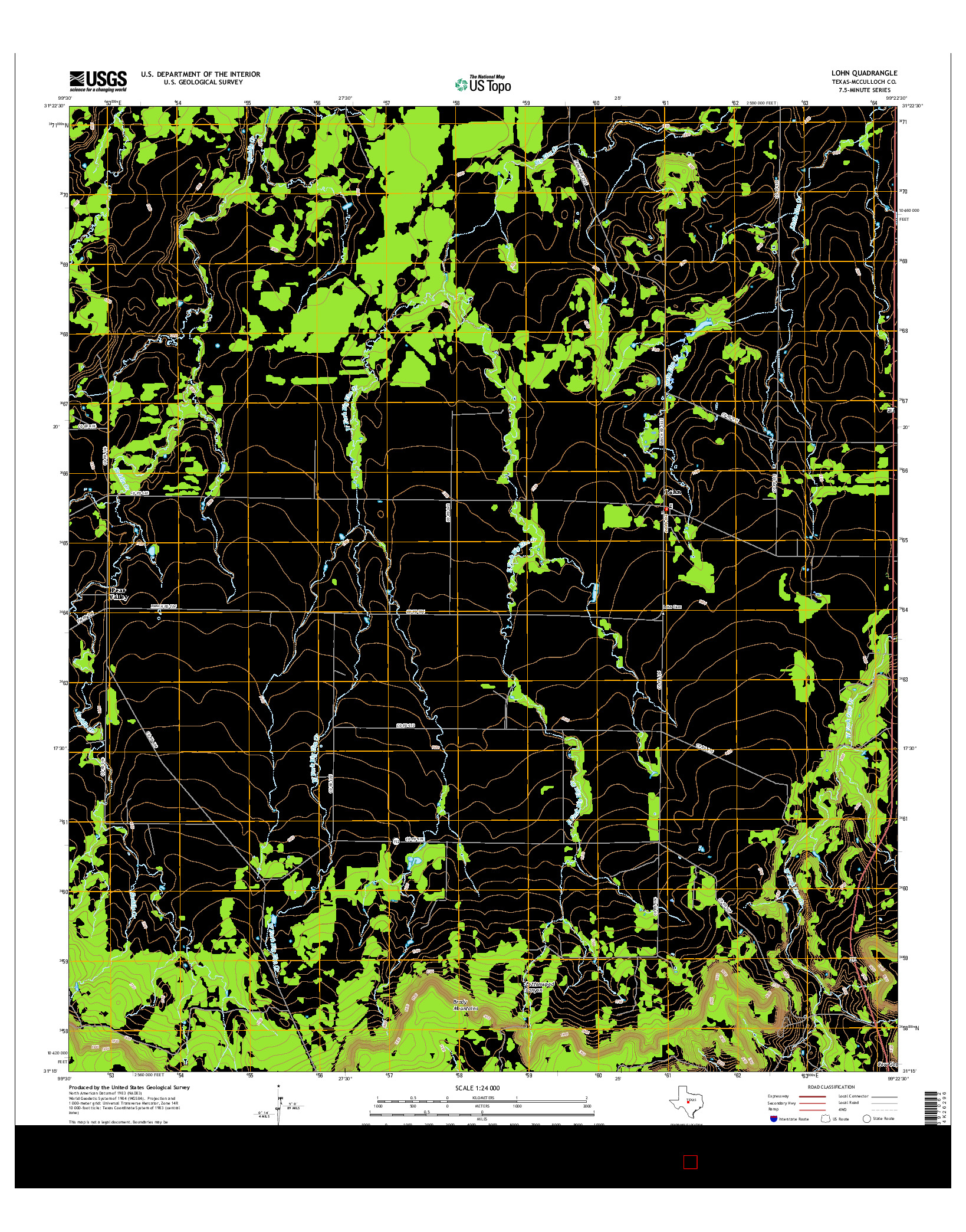 USGS US TOPO 7.5-MINUTE MAP FOR LOHN, TX 2016