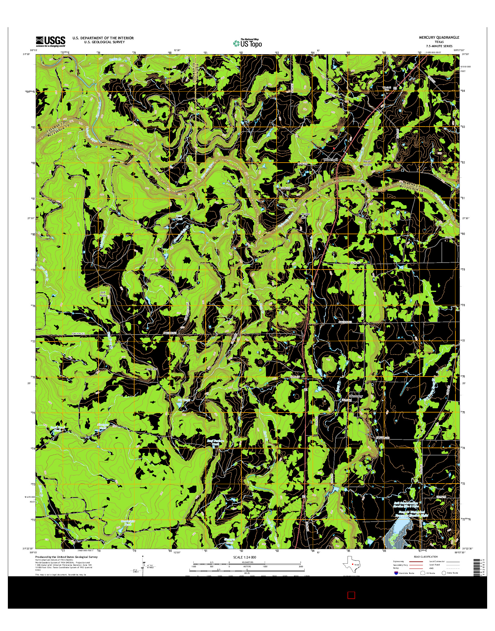 USGS US TOPO 7.5-MINUTE MAP FOR MERCURY, TX 2016