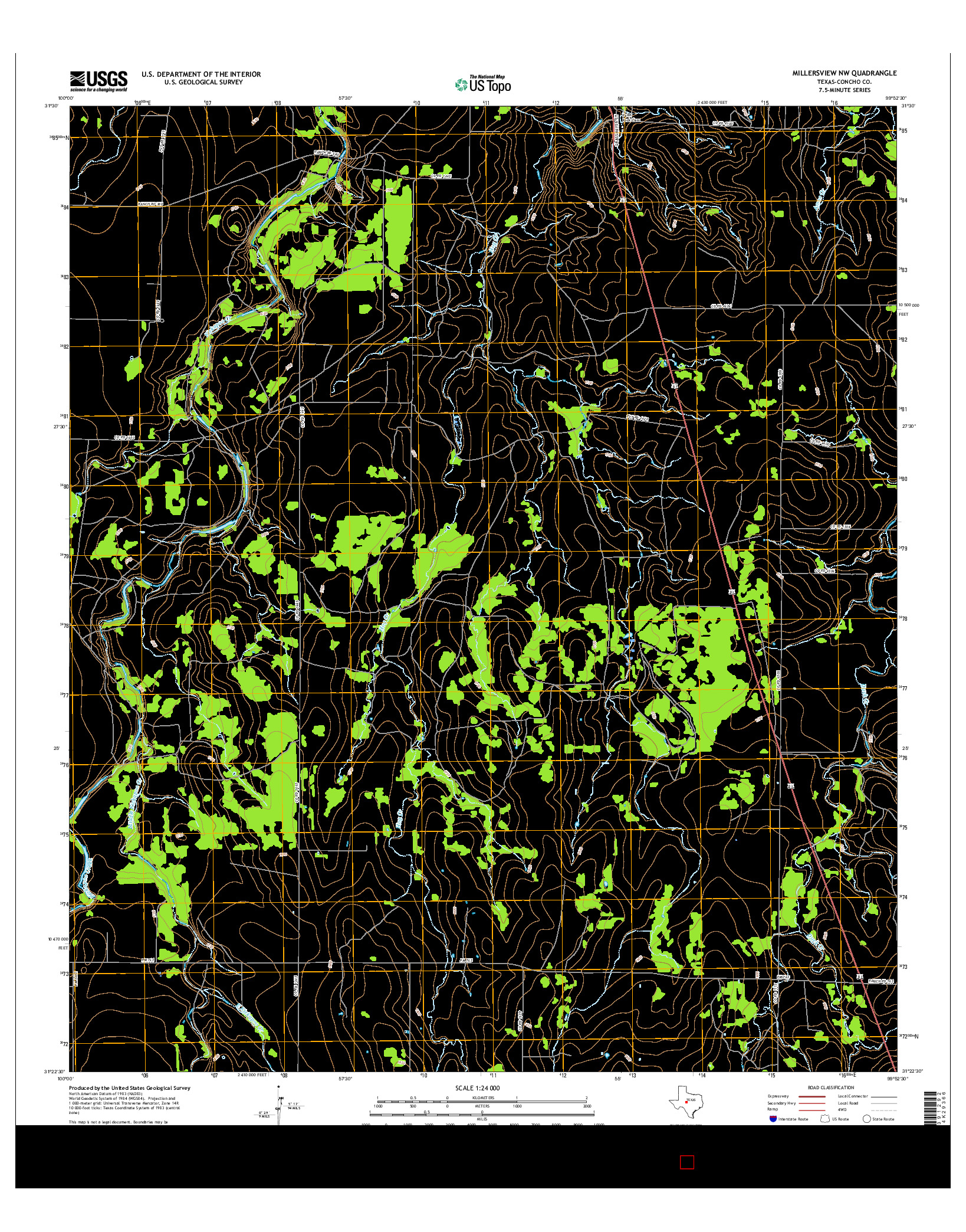 USGS US TOPO 7.5-MINUTE MAP FOR MILLERSVIEW NW, TX 2016