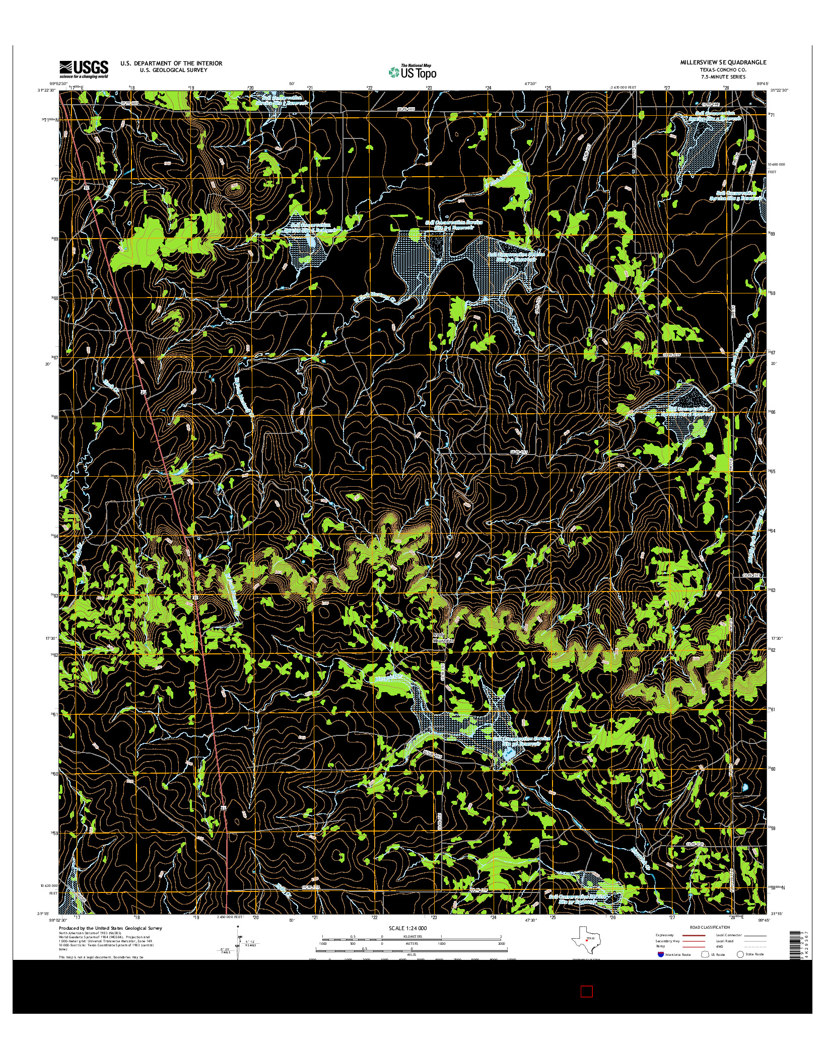 USGS US TOPO 7.5-MINUTE MAP FOR MILLERSVIEW SE, TX 2016