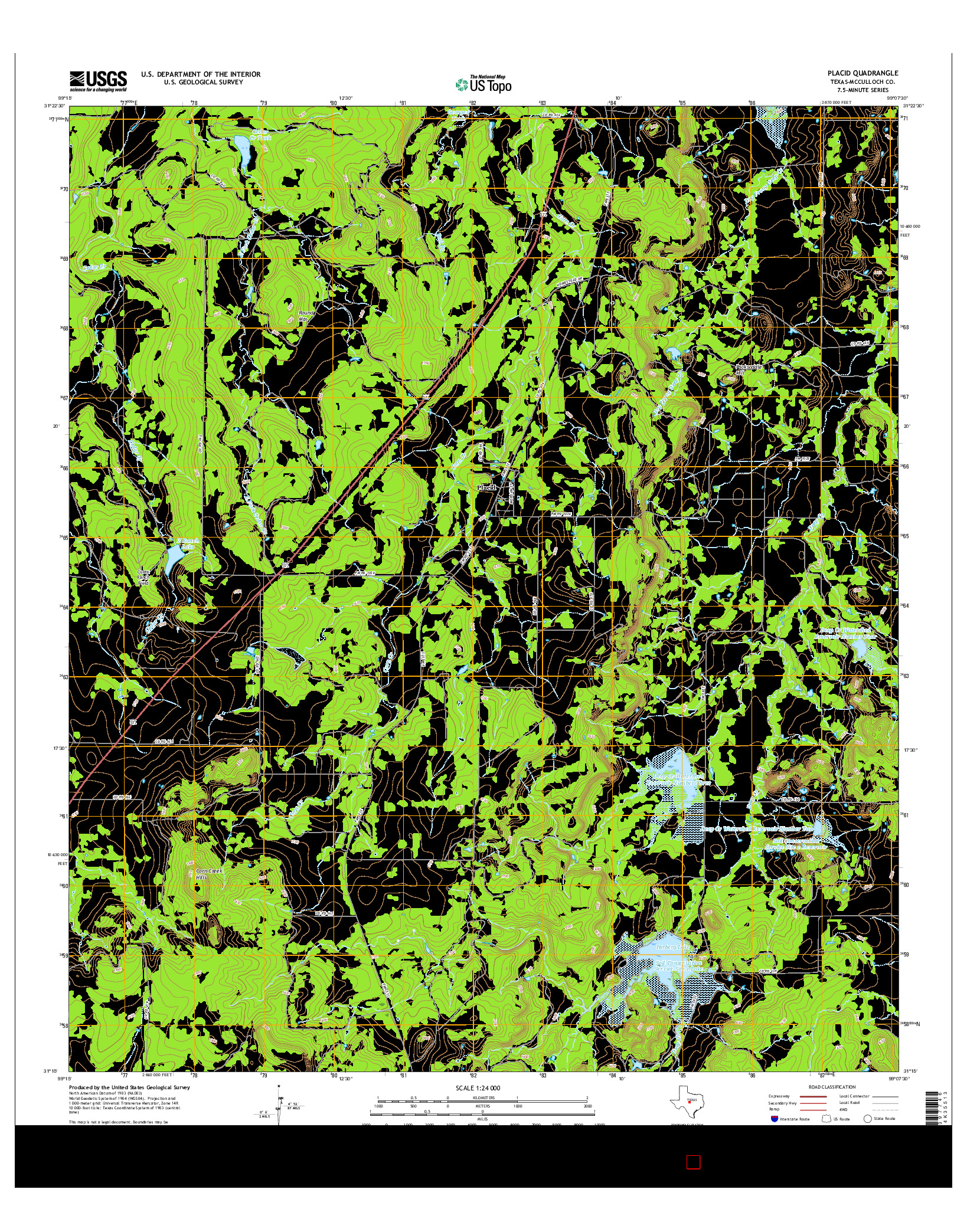 USGS US TOPO 7.5-MINUTE MAP FOR PLACID, TX 2016