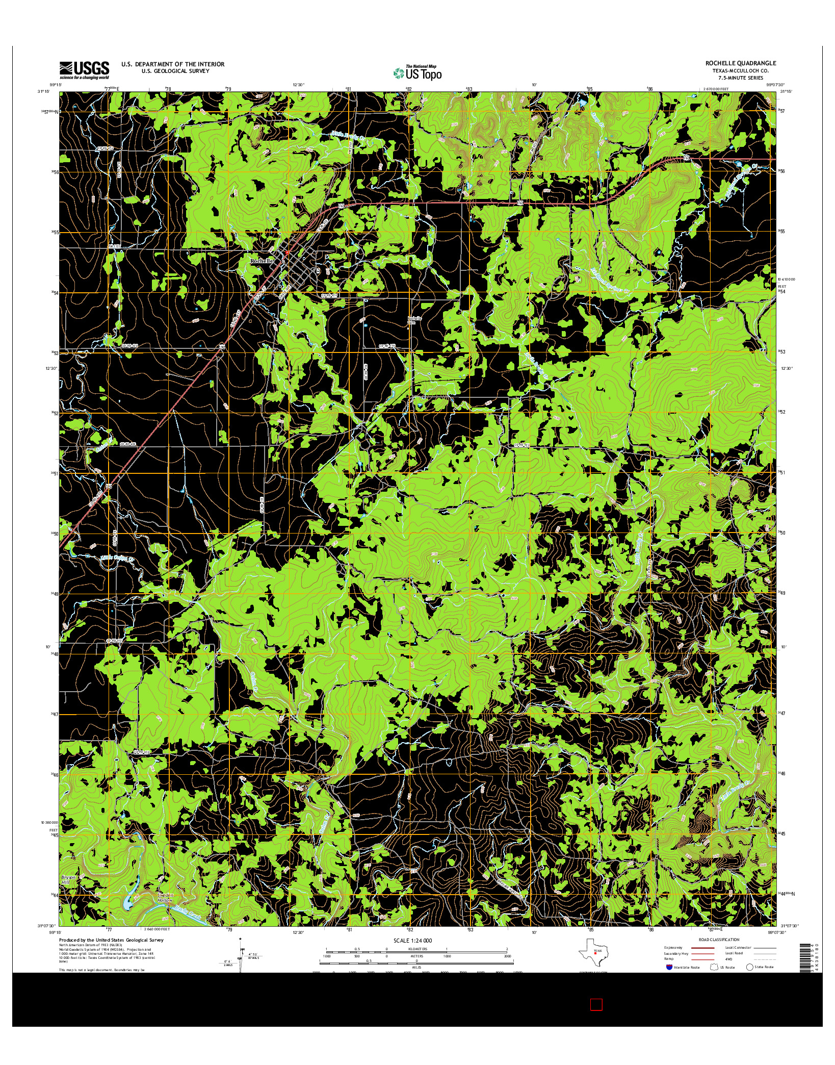 USGS US TOPO 7.5-MINUTE MAP FOR ROCHELLE, TX 2016