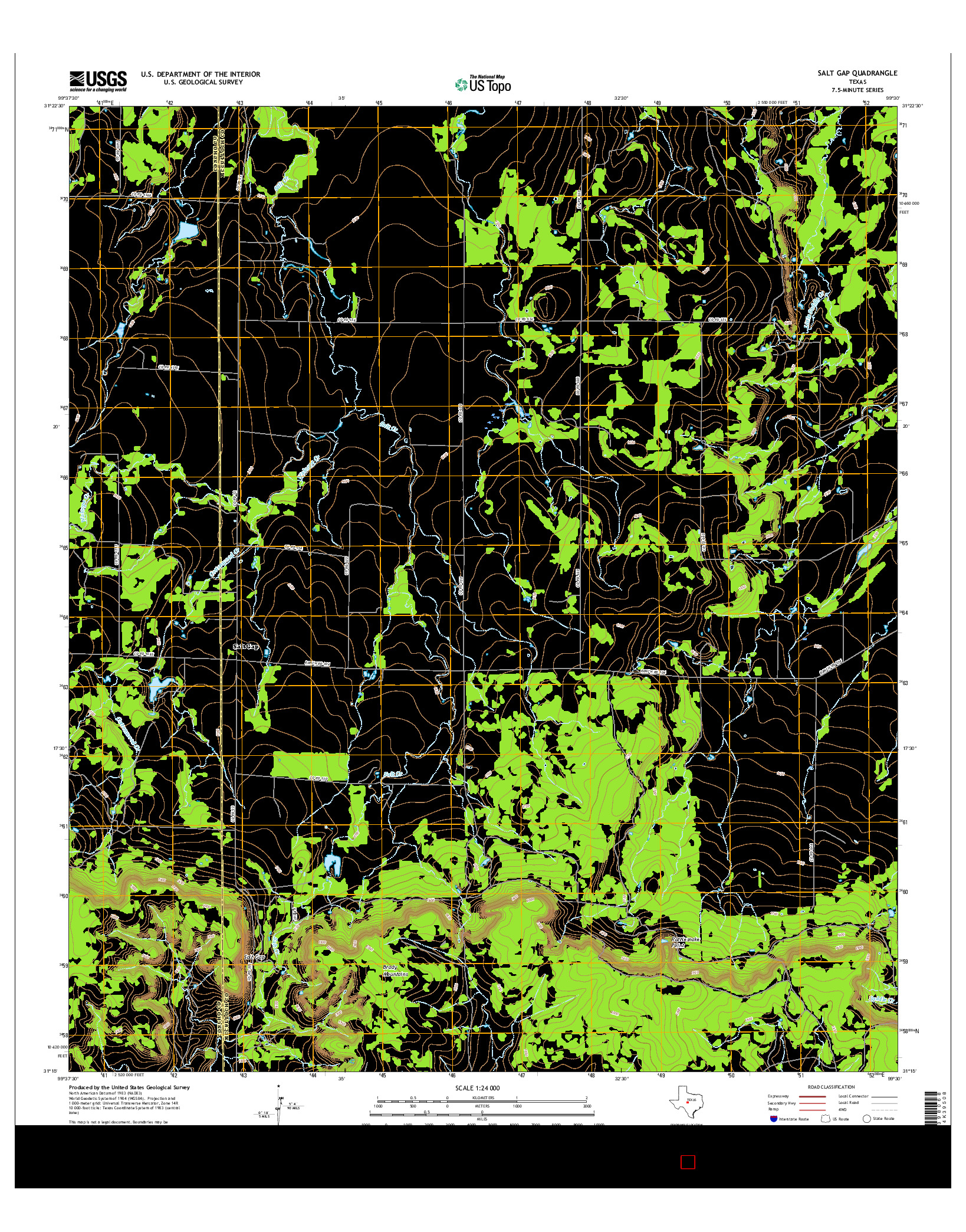 USGS US TOPO 7.5-MINUTE MAP FOR SALT GAP, TX 2016