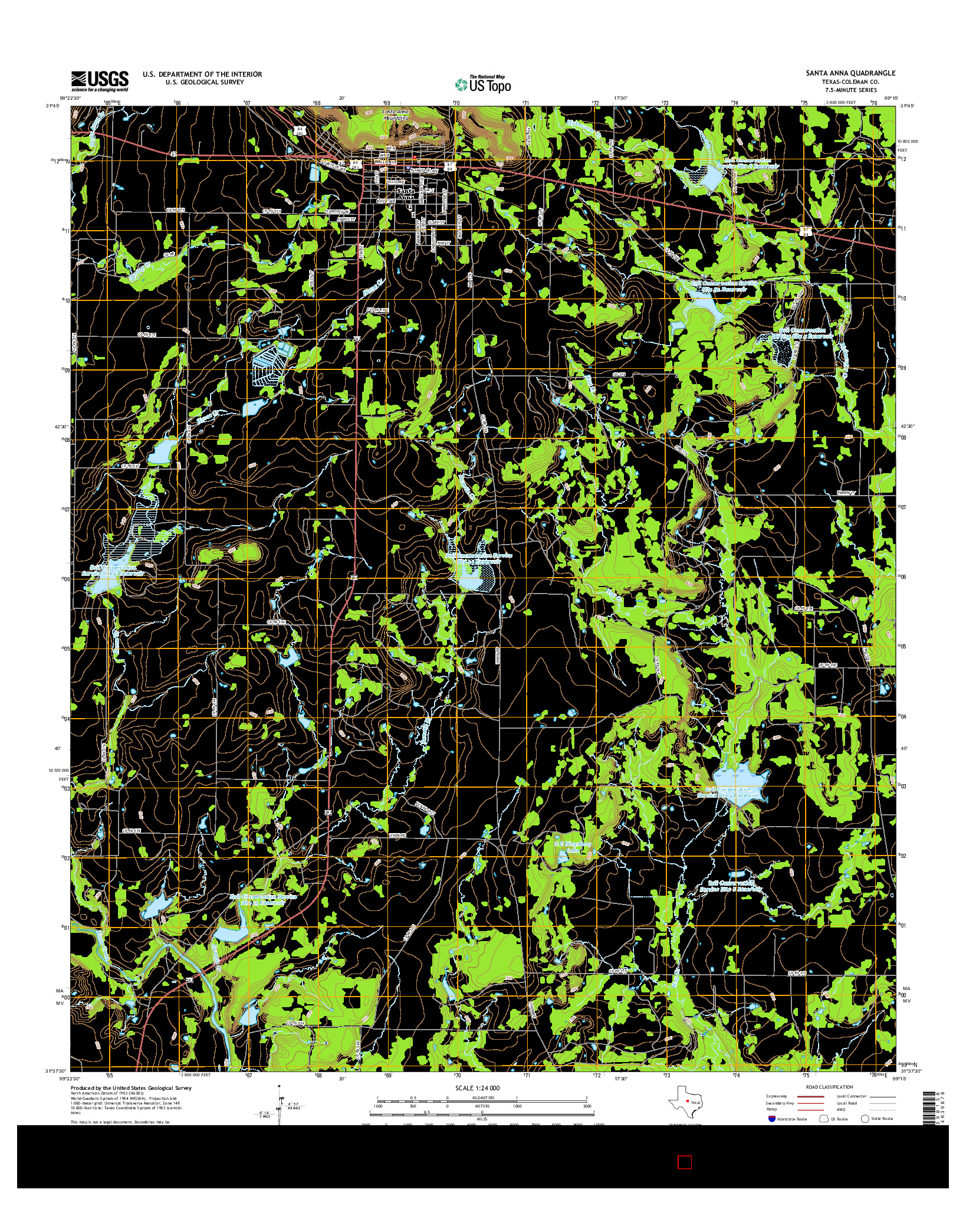 USGS US TOPO 7.5-MINUTE MAP FOR SANTA ANNA, TX 2016