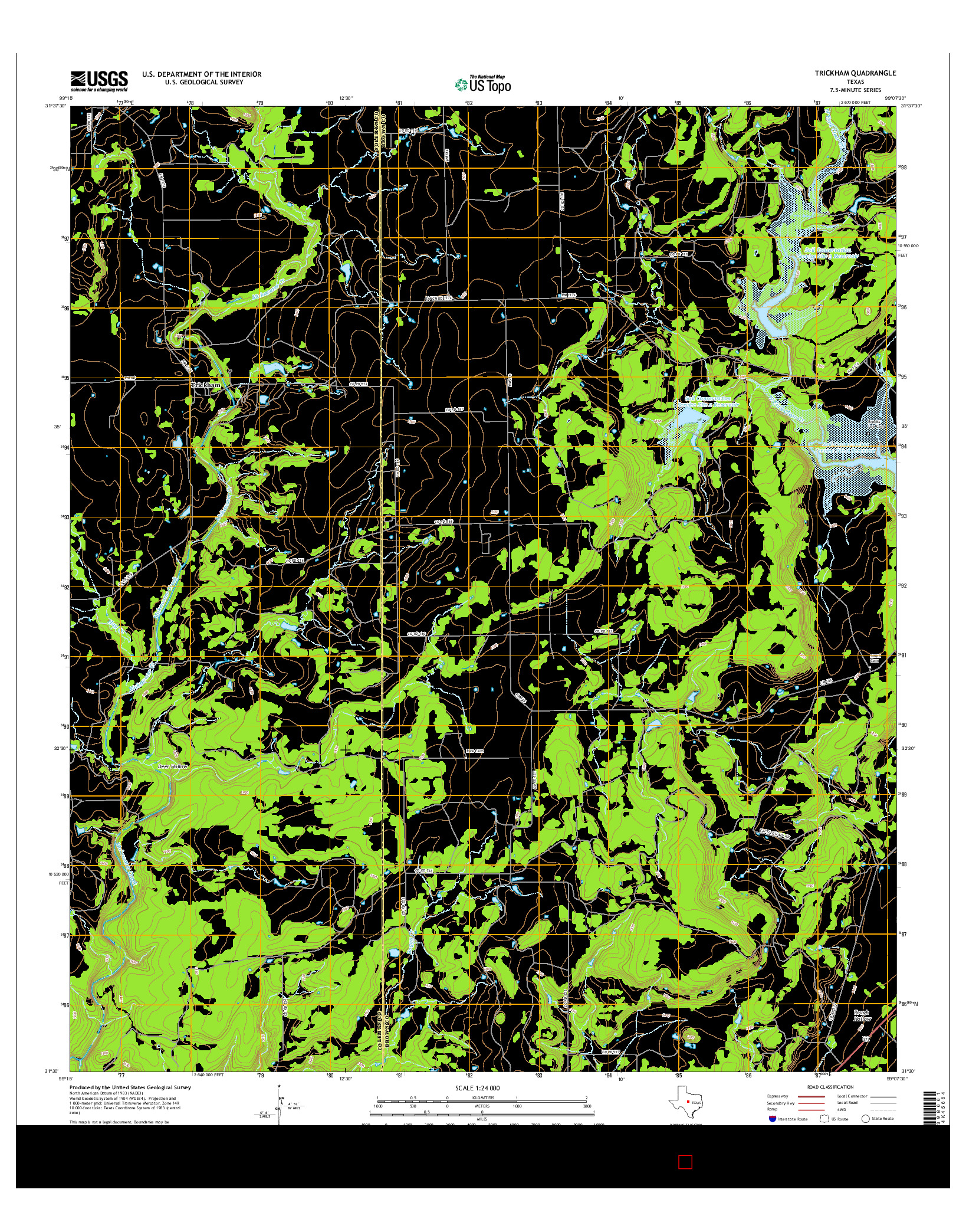 USGS US TOPO 7.5-MINUTE MAP FOR TRICKHAM, TX 2016