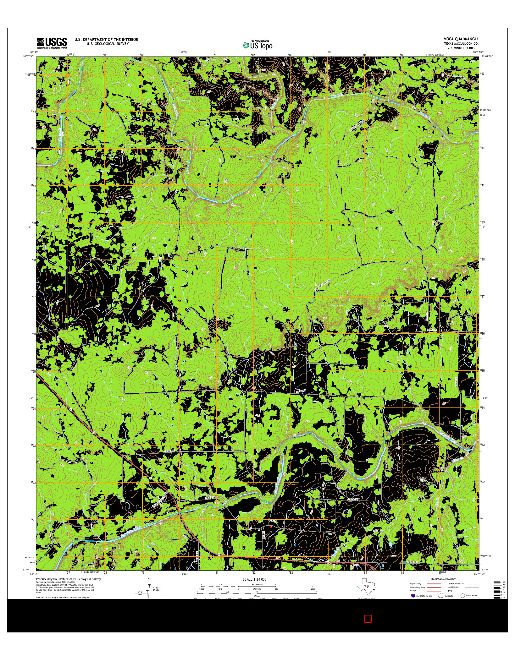 USGS US TOPO 7.5-MINUTE MAP FOR VOCA, TX 2016