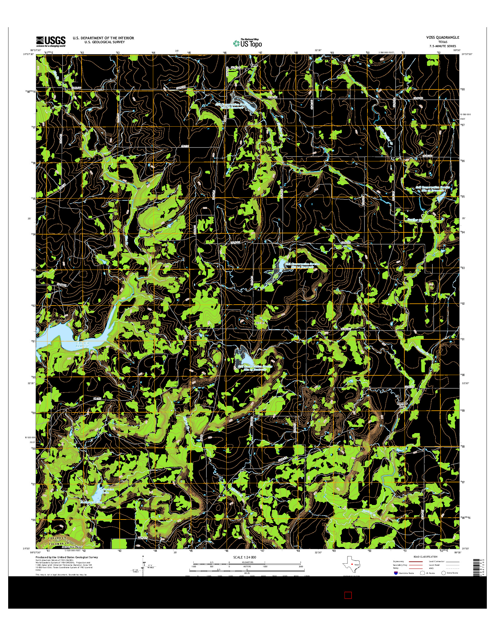 USGS US TOPO 7.5-MINUTE MAP FOR VOSS, TX 2016