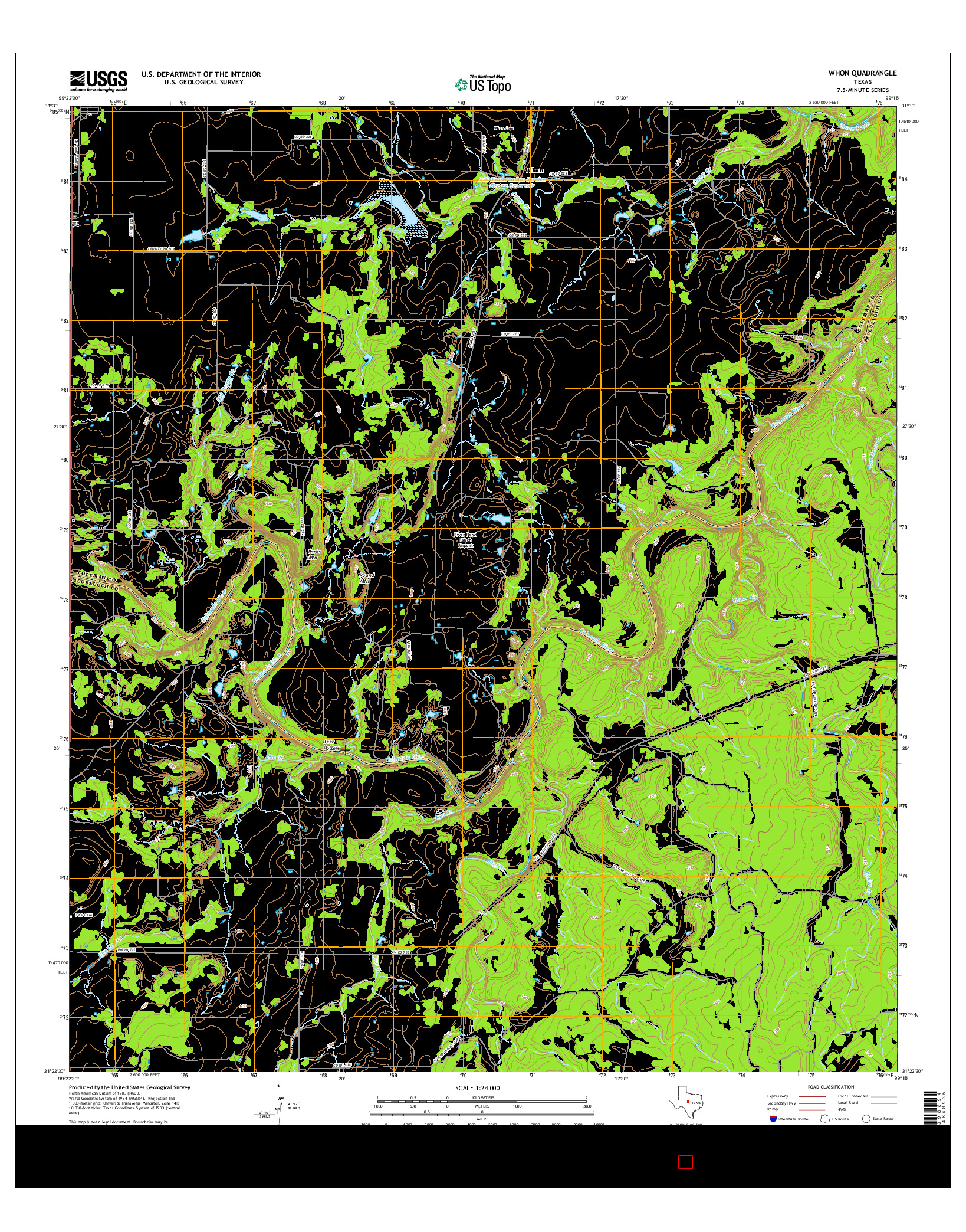 USGS US TOPO 7.5-MINUTE MAP FOR WHON, TX 2016