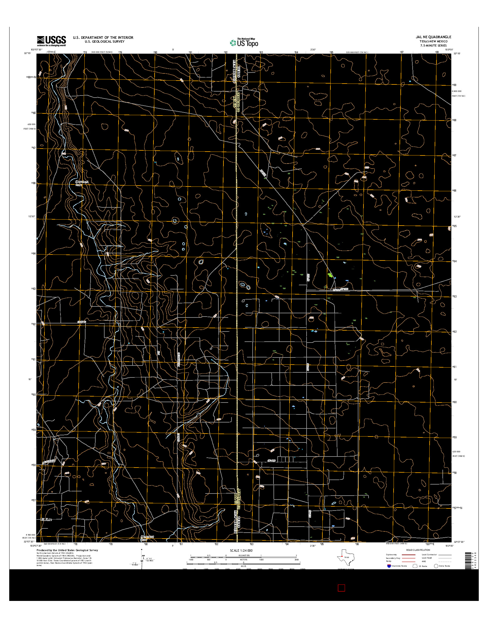 USGS US TOPO 7.5-MINUTE MAP FOR JAL NE, TX-NM 2016